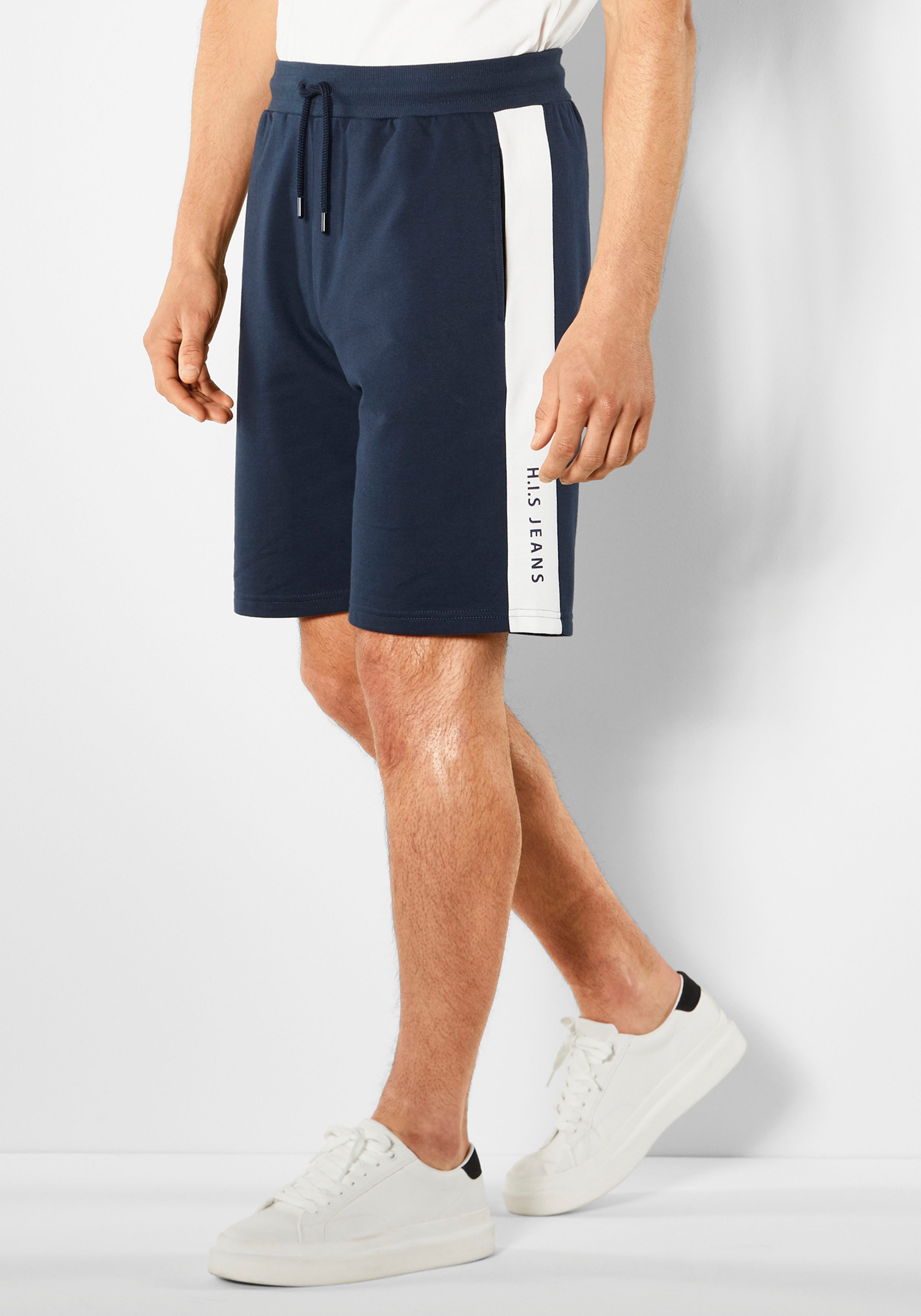 H.I.S Sweatshort opzij strepen met logoprint