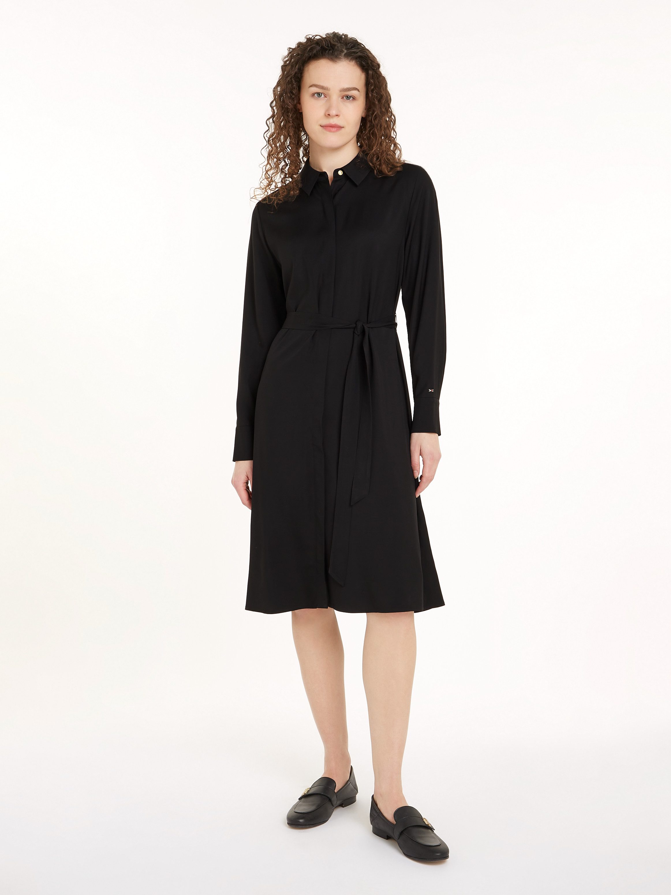 Tommy Hilfiger Jurk met overhemdkraag FLUID VISCOSE SHIRT DRESS vloeiende viscose kwaliteit