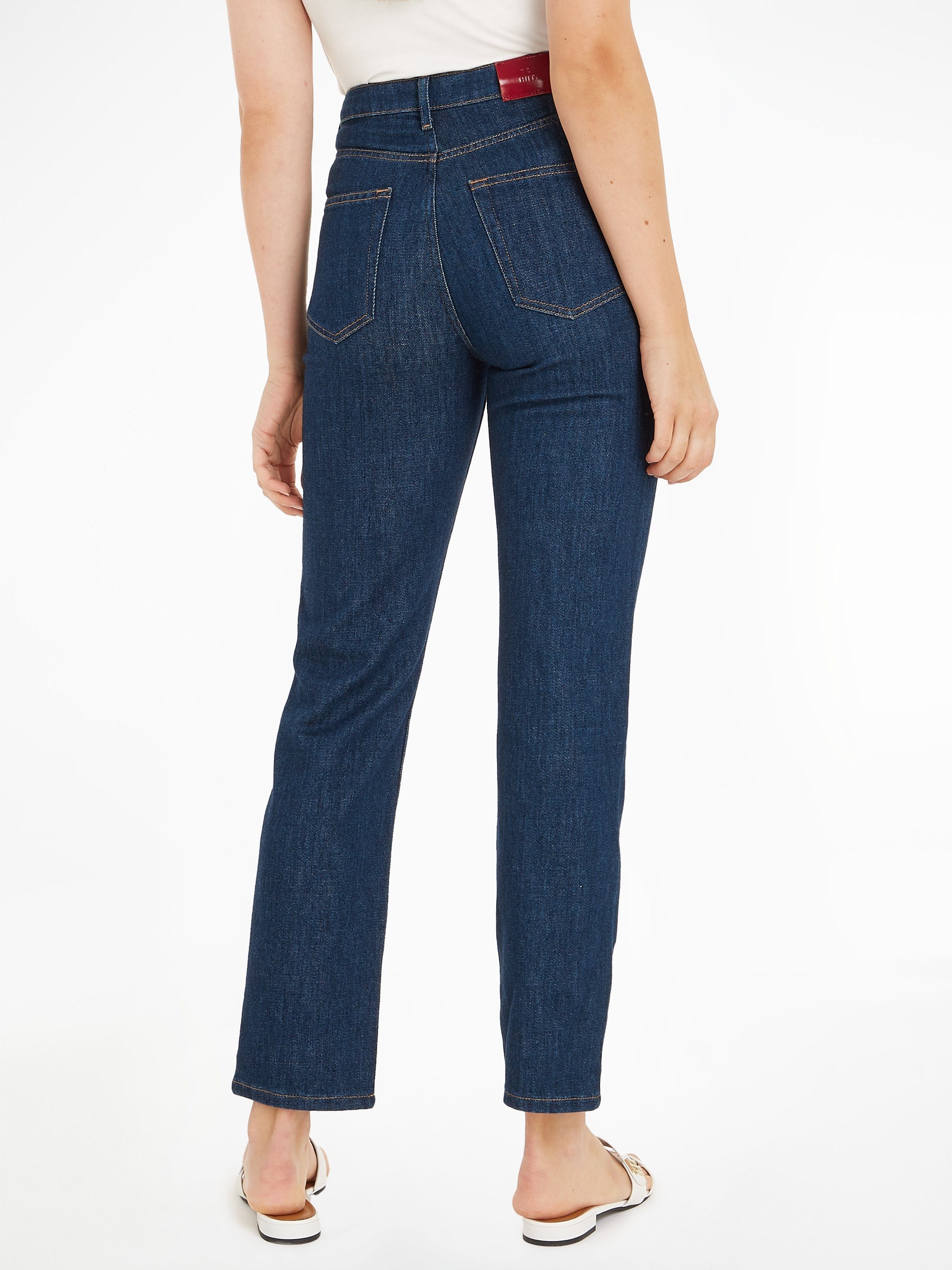 Tommy Hilfiger Straight jeans CLASSIC STRAIGHT HW met leren tommy hilfiger badge