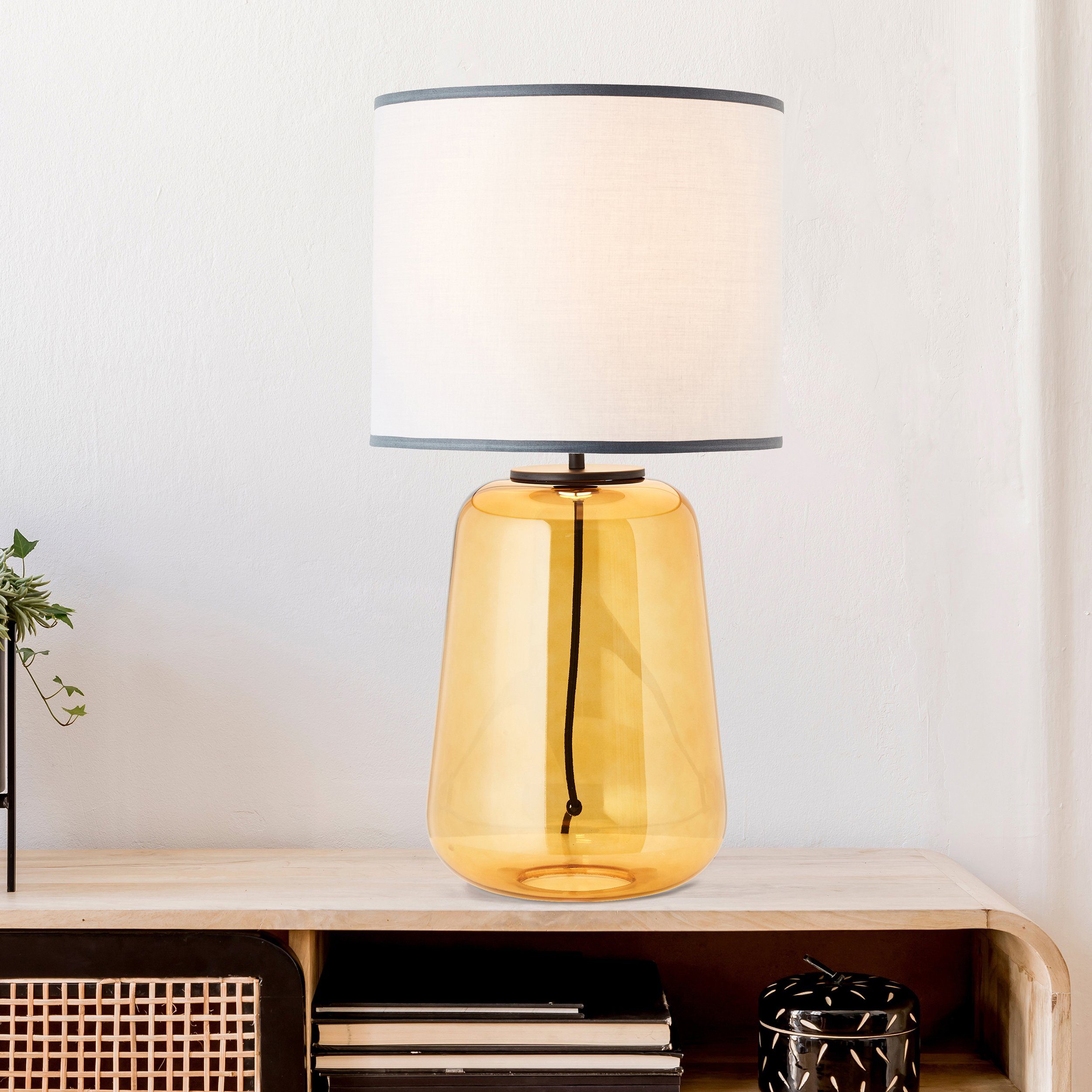 Brilliant Leuchten Tafellamp Hydra Ø 30 cm, E27, glas/textiel