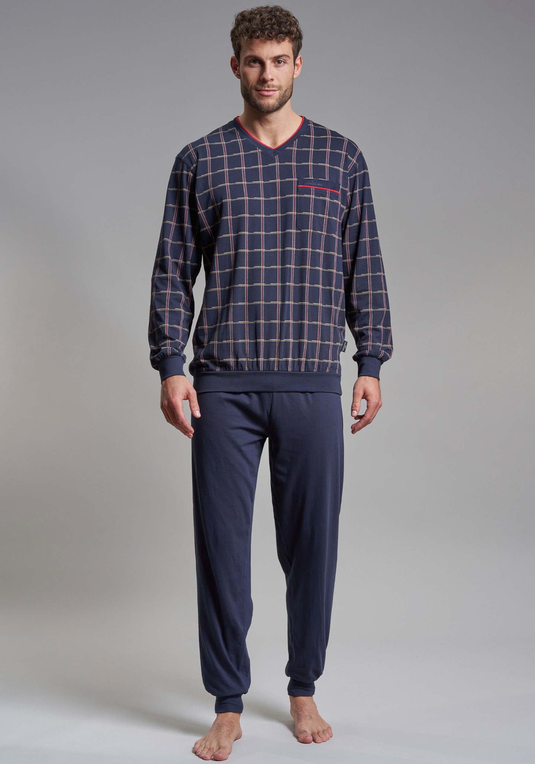 GÖTZBURG Pyjama Bronx met fijne contrastnaad en coole patroon (2-delig)