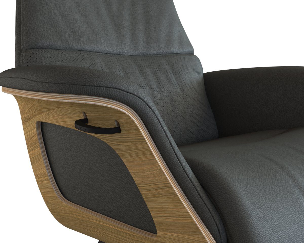 FLEXLUX Relaxfauteuil Rücken u. Kopfverstellung, ergonomisch, Airchannels, klasse Komfort Rug- & hoofdsteunverstelling, draaibaar, armleuning eik, zwart voet