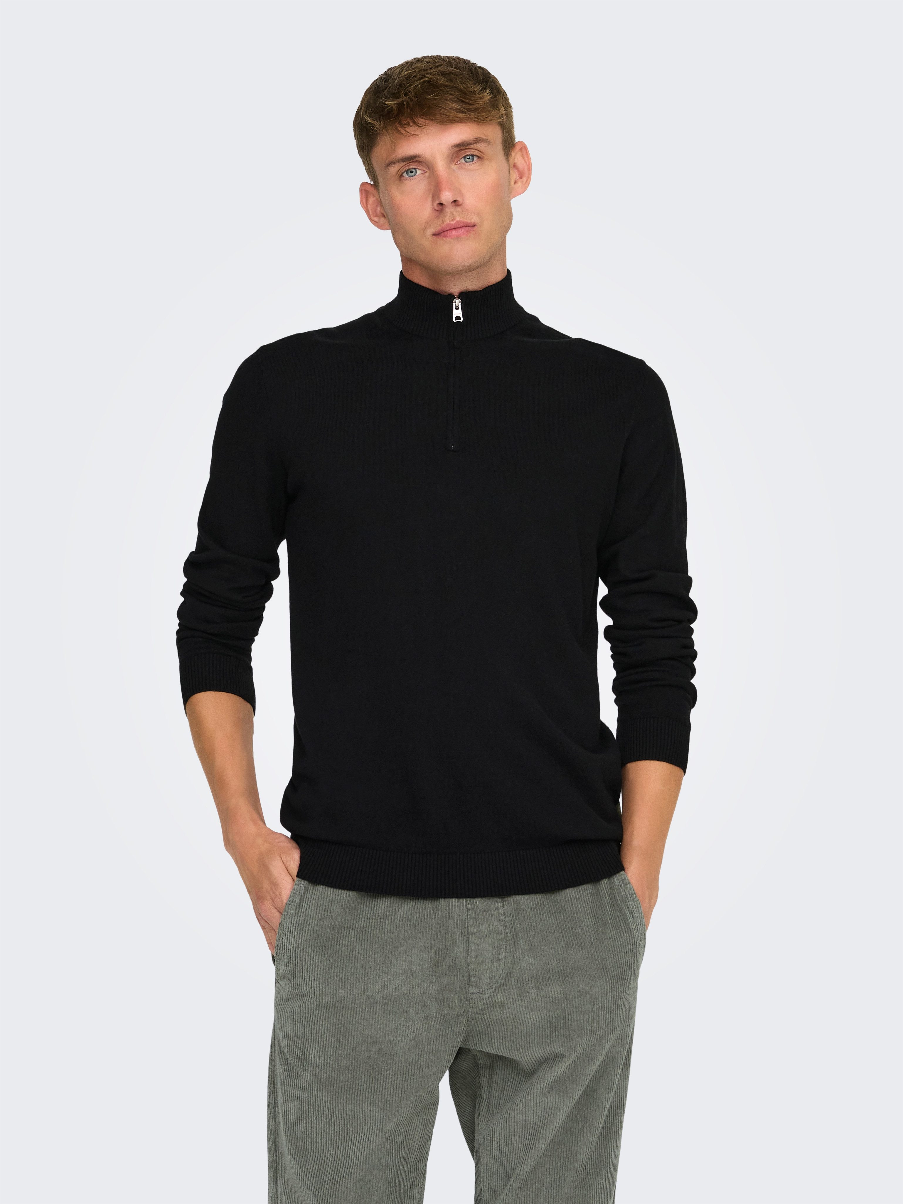 ONLY & SONS Schipperstrui ONSLOUI REG 12 MEL HALF ZIP KNIT NOOS