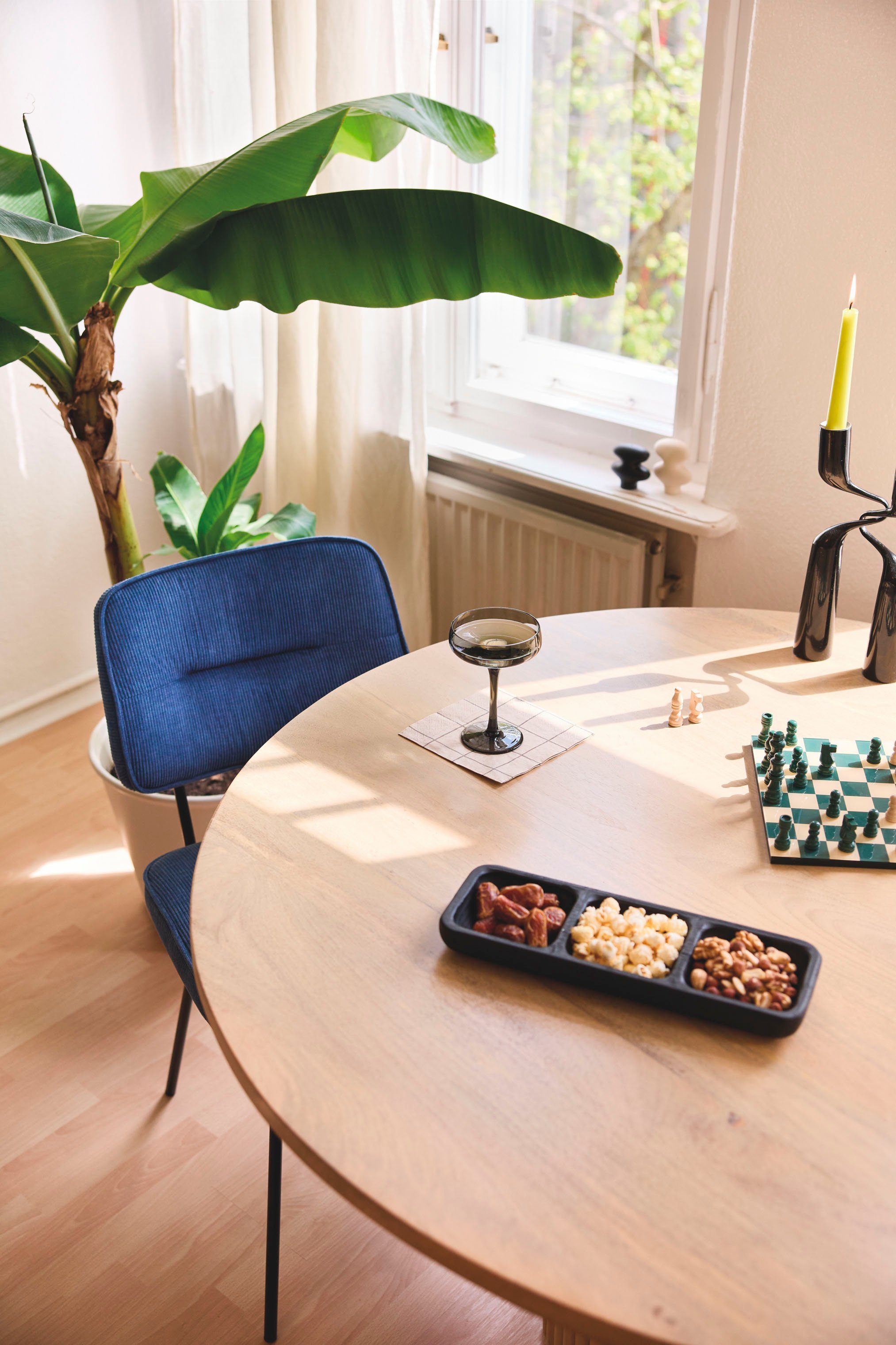 TOM TAILOR HOME Eettafel Ribbed Side Table High met kolomvoet in extravagante ribbel-look