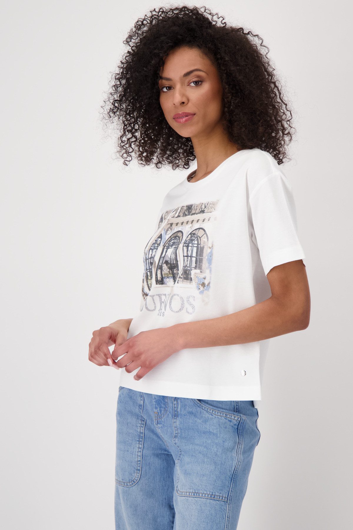 Monari T-shirt Shirt Lodge print Met een ronde hals