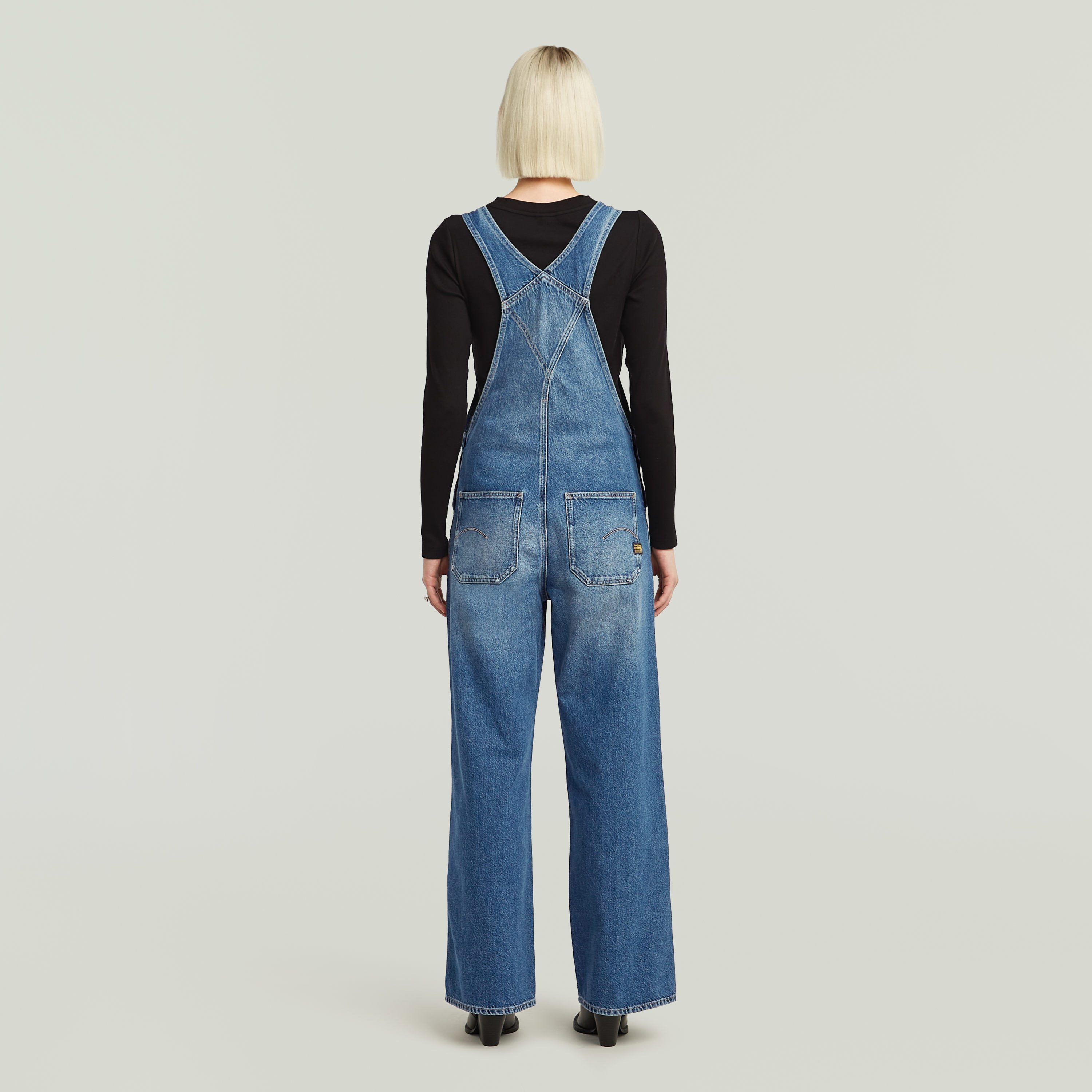 G-Star RAW Tuinbroek Straight Leg Dungaree met knopen aan de zijkanten