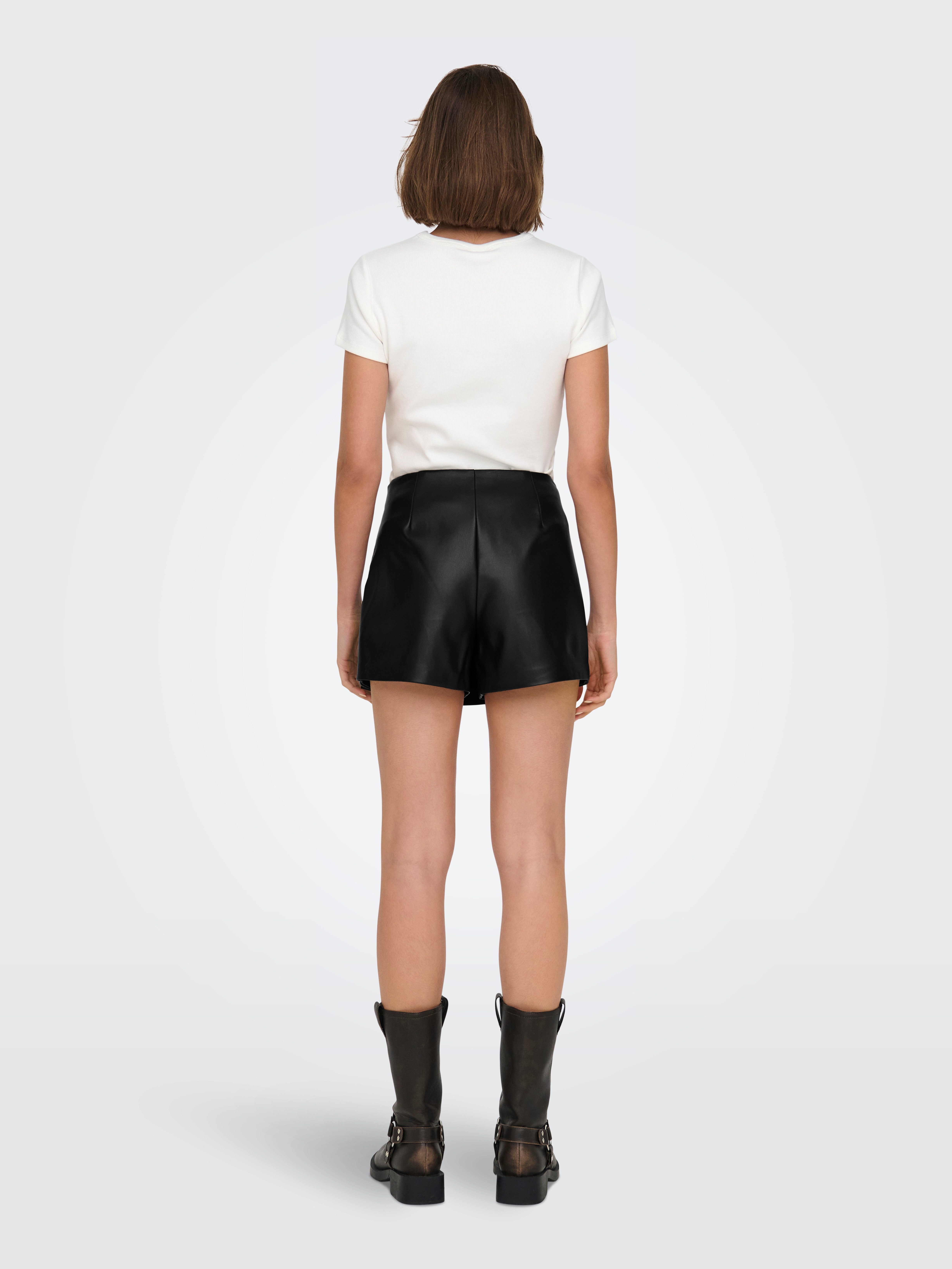 Only Imitatieleren rok ONLAMILI MW FAUX LEATHER SKORT PNT CC
