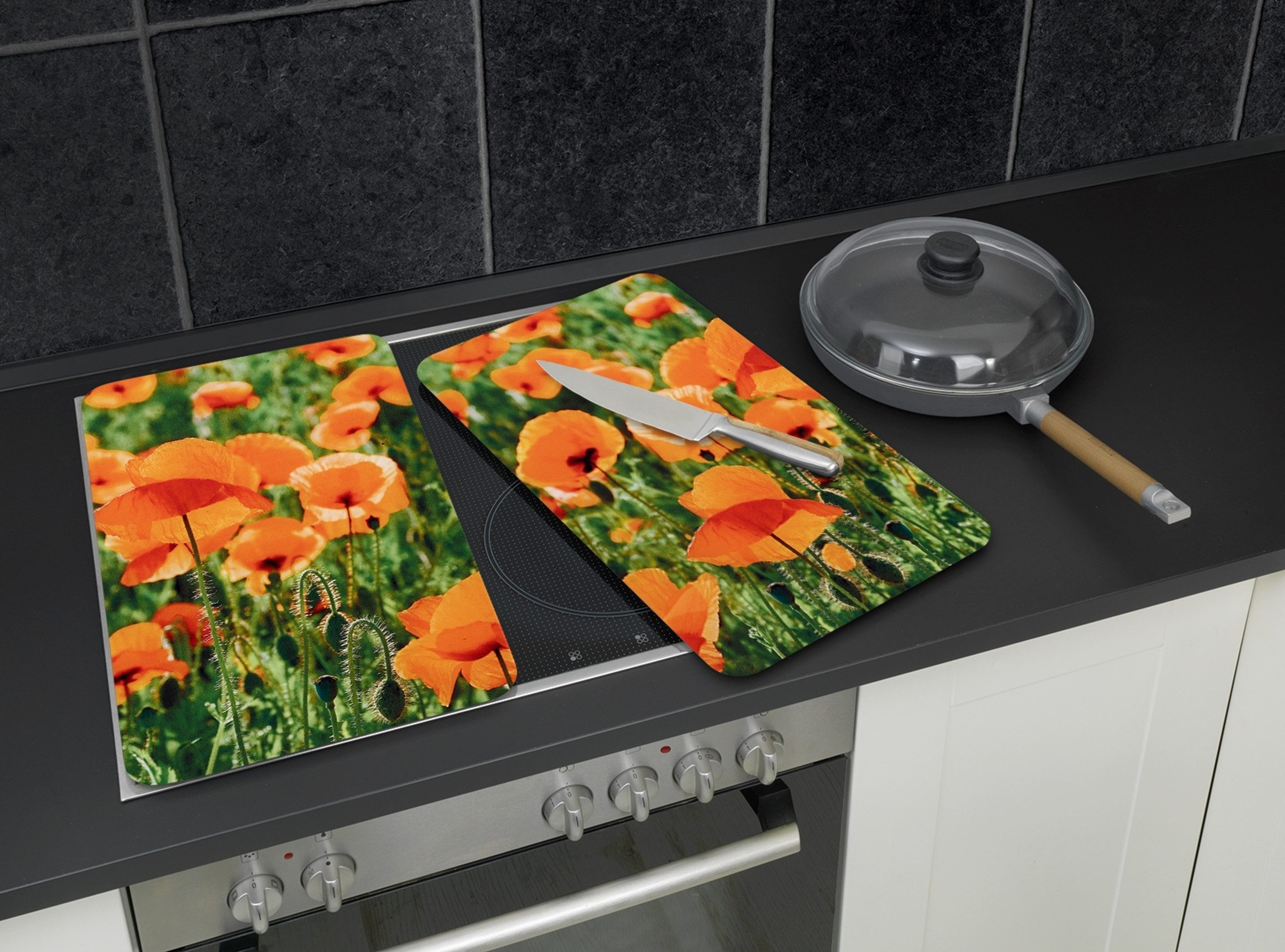 WENKO Kookplaatdeksel Universal Model Mohnfeld (set, 2-delig)
