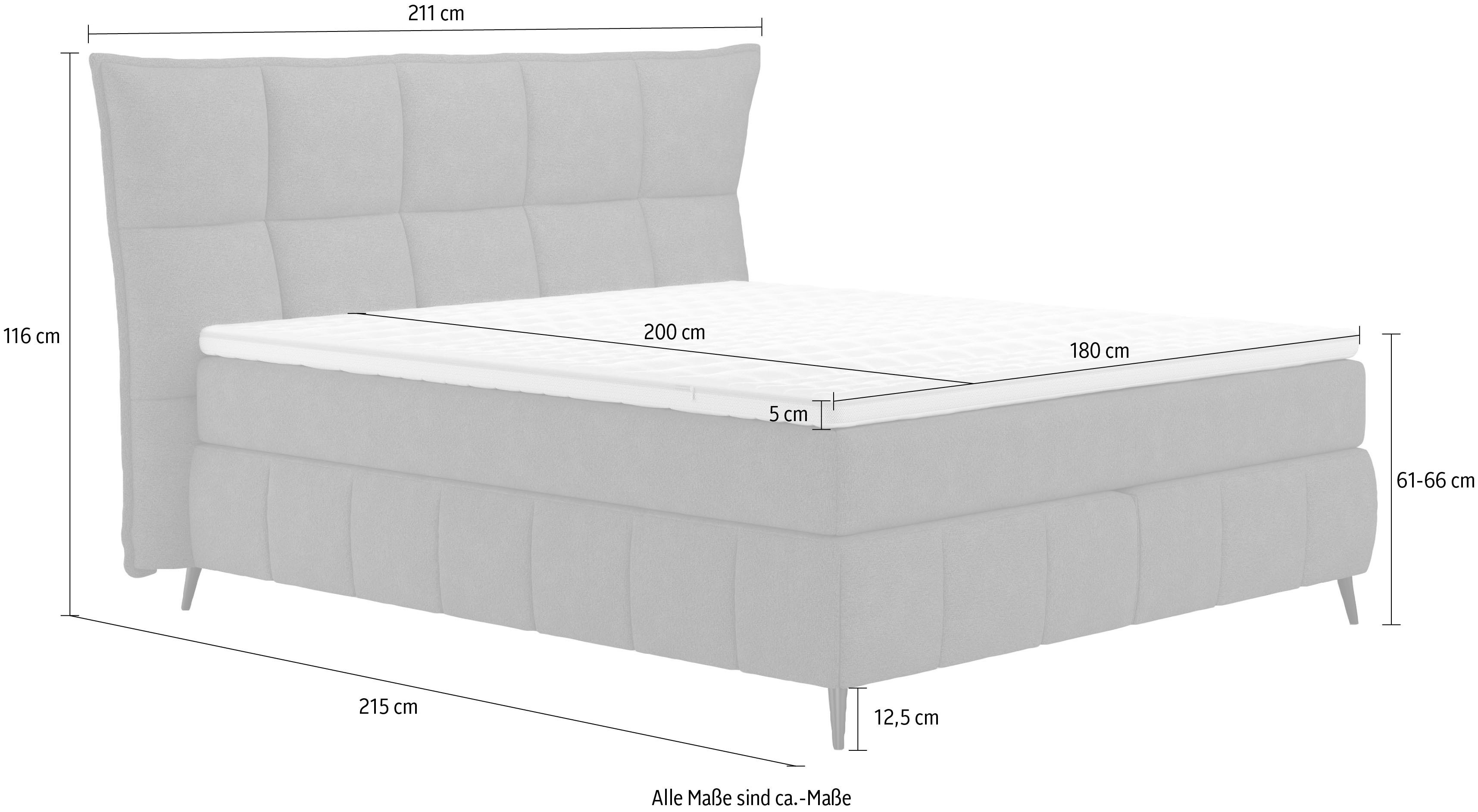 COTTA Boxspring Sarah inclusief topper, 2 matraskernen, hardheden h2, h3 of h4