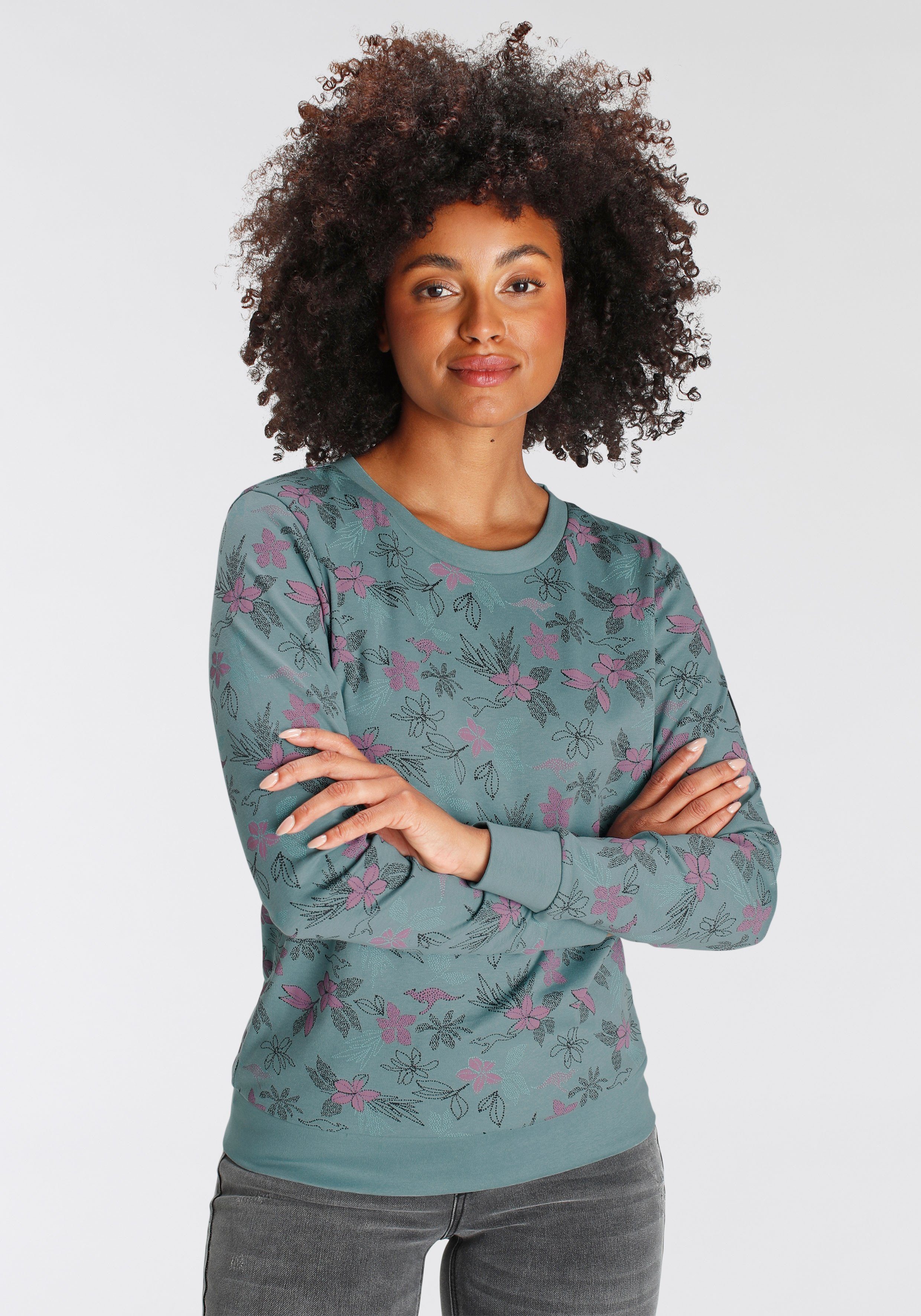 KangaROOS Sweatshirt Langarm, casual snit, gebloemd, ronde hals