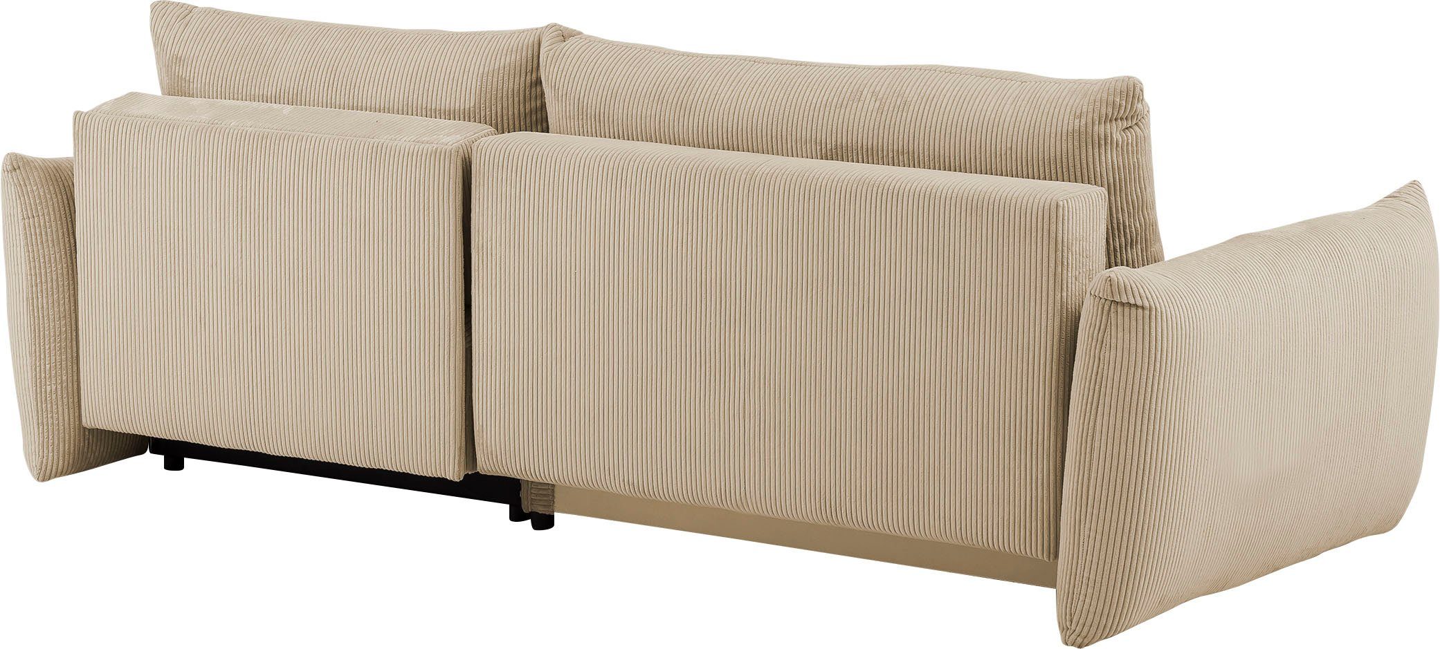 INOSIGN Hoekbank MAVAS bedbank met bedkist, L-model, ca. 257/127 cm (ligoppervlak 212/145 cm), ribfluweel, chenille, structuur