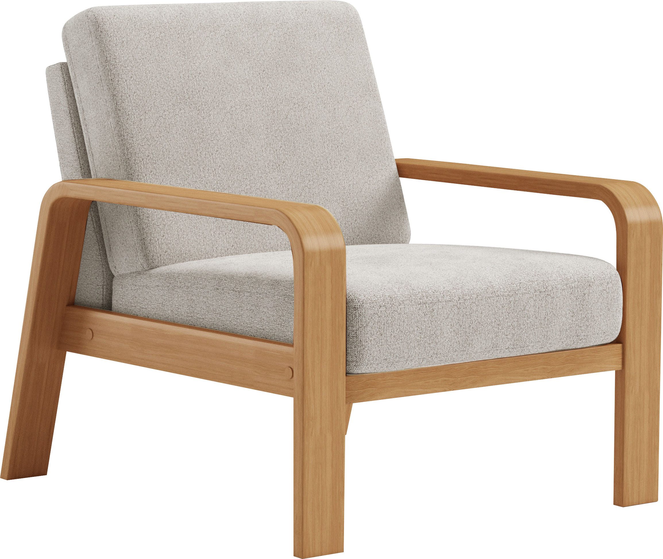 sit&more Fauteuil Kolding Armleuningen van eikenkleurig beukenhout, verschillende bekledingen en kleuren