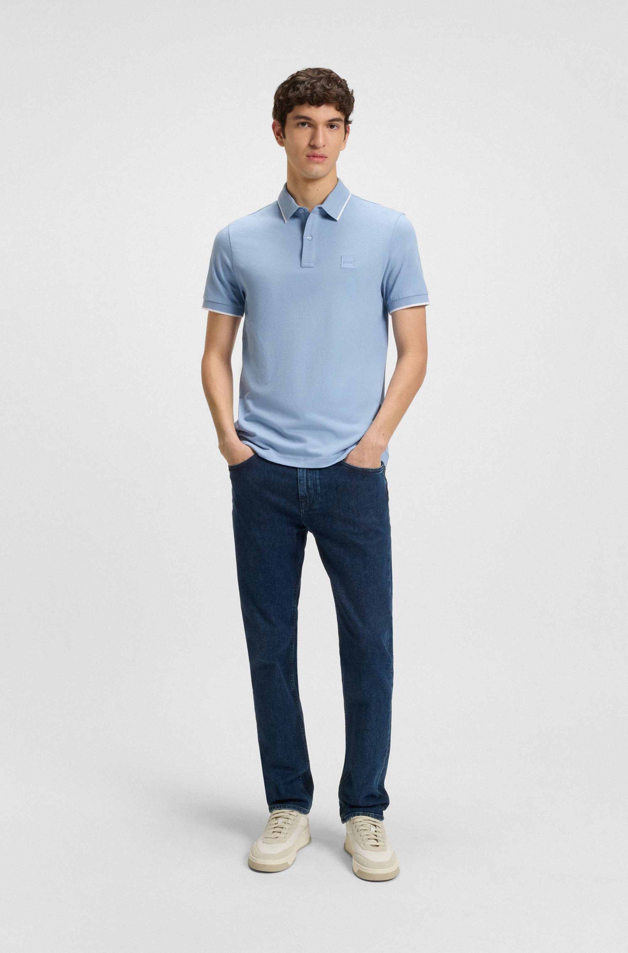 Boss Orange Poloshirt Passertip met boss badge