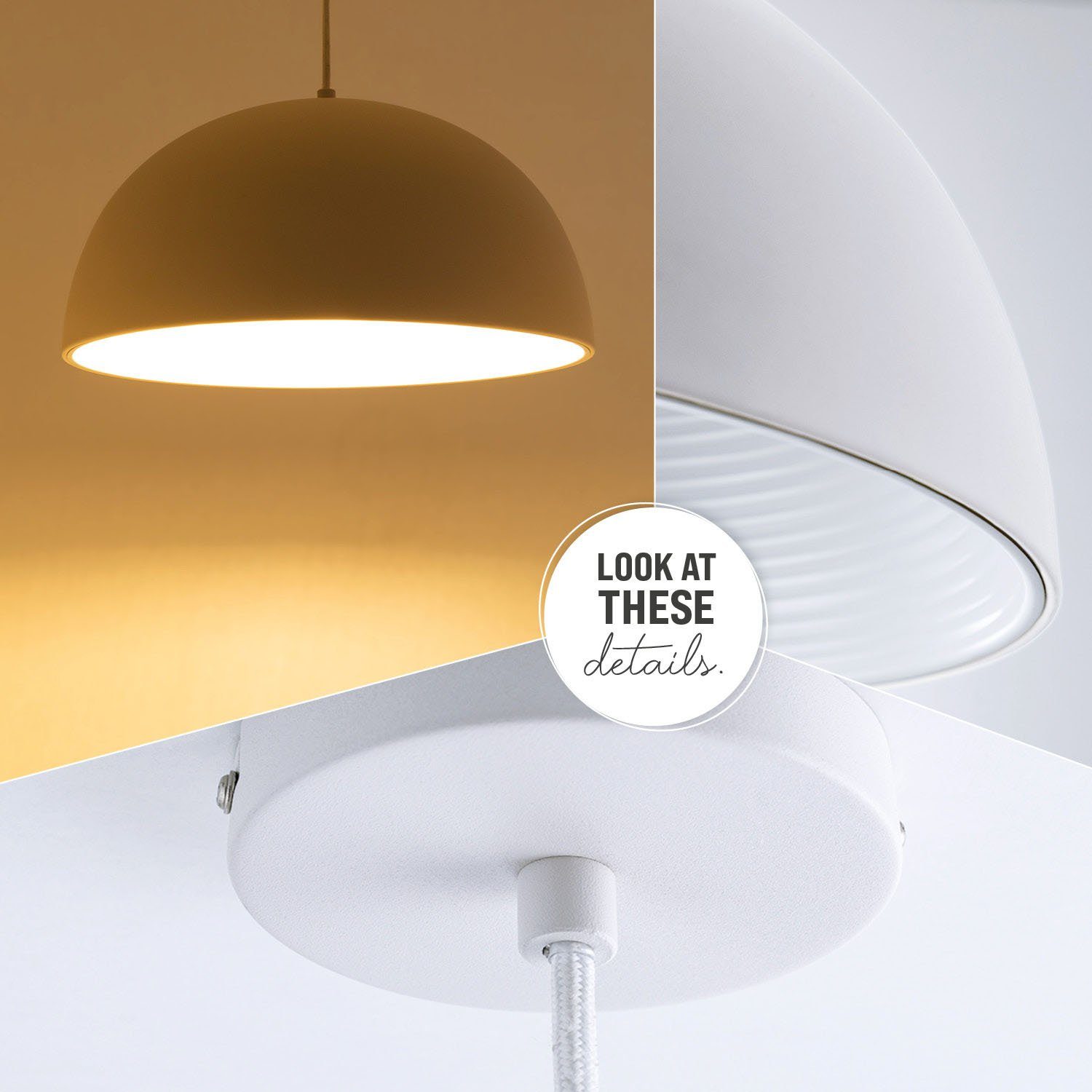 Paco Home Hanglamp SAWYER Hanglamp eetkamer keukenlamp hangend 1,5m textielen kabel Ø 40,5 cm
