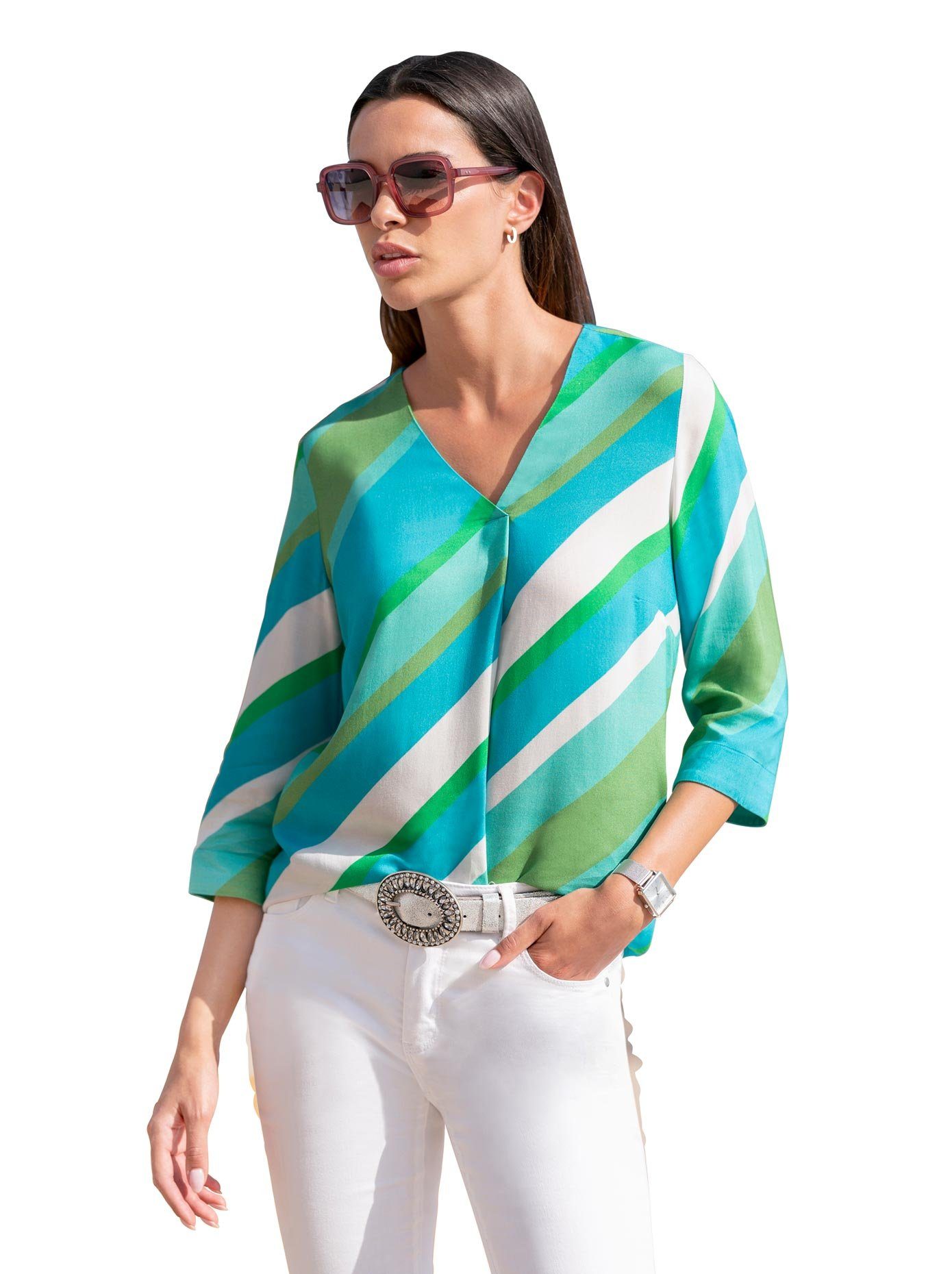 heine Gedessineerde blouse dames blouses maat 48 groen