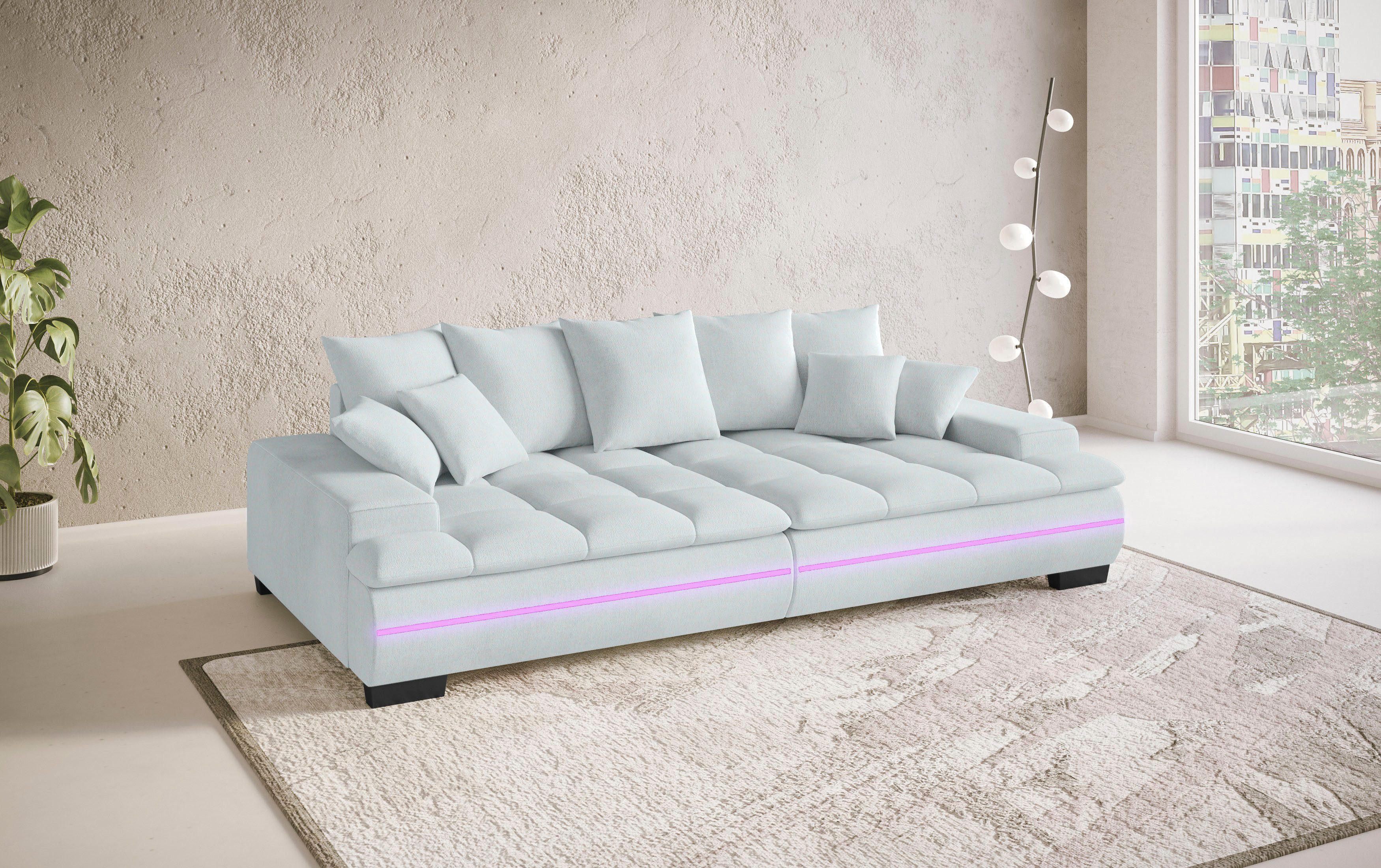 Mr. Couch Megabank Haiti II RGB-LED RGB-LED verlichting, met ambachtelijk gemaakte comfort-stiksel