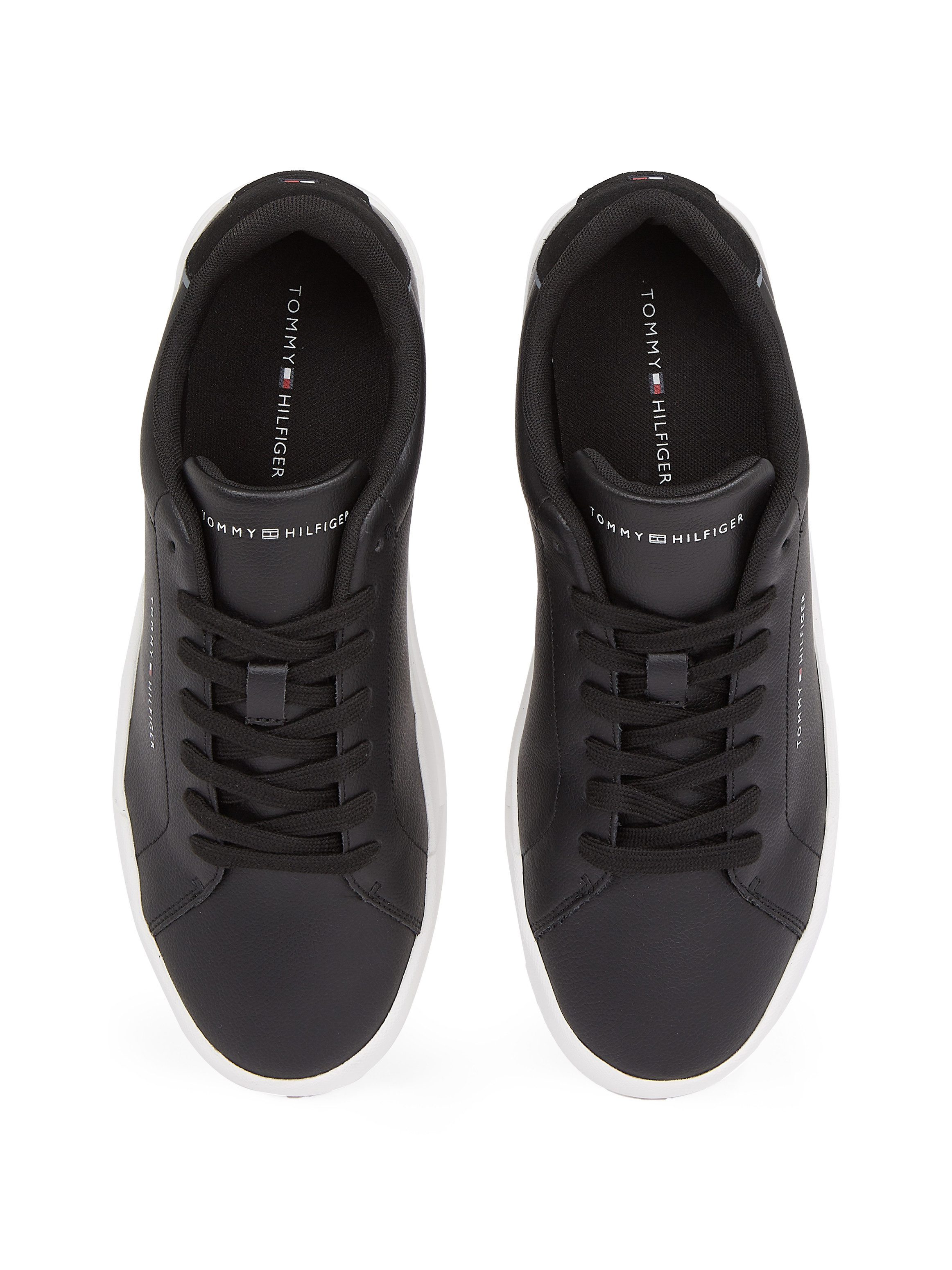 Tommy Hilfiger Plateausneakers TH COURT LTH DETAIL ESS , vrijetijdsschoen, lage schoen, veterschoen met zijlijk logo-opdruk