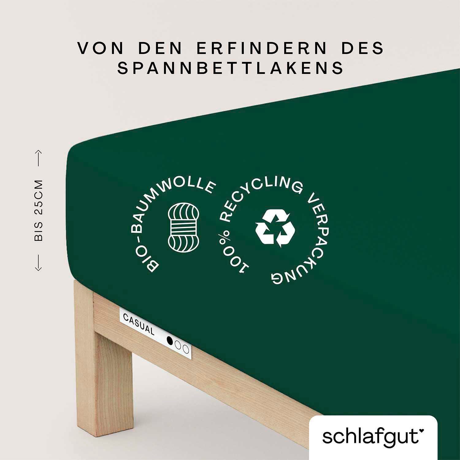 Schlafgut Hoeslaken CASUAL o.a. in maat 90x200, 140x200 of 180x200 cm, 100% biologisch katoen Dekbedovertrek voor matrassen tot 25 cm hoogte,