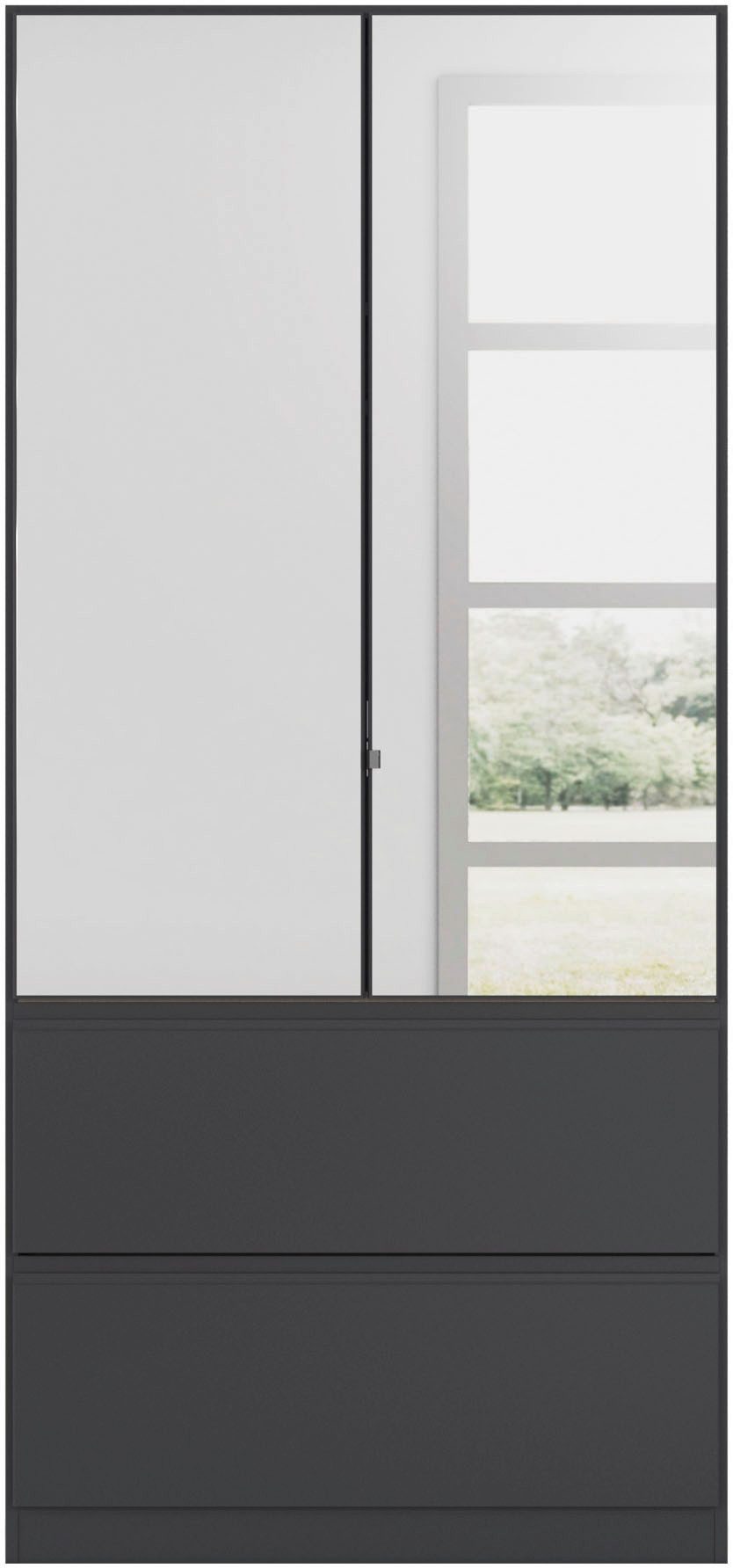 rauch Draaideurkast Kledingkast Kast Garderobe Wasmand COSTA in 3 Breedtes met spiegel, greeploos front en push-to-open functie made in germany