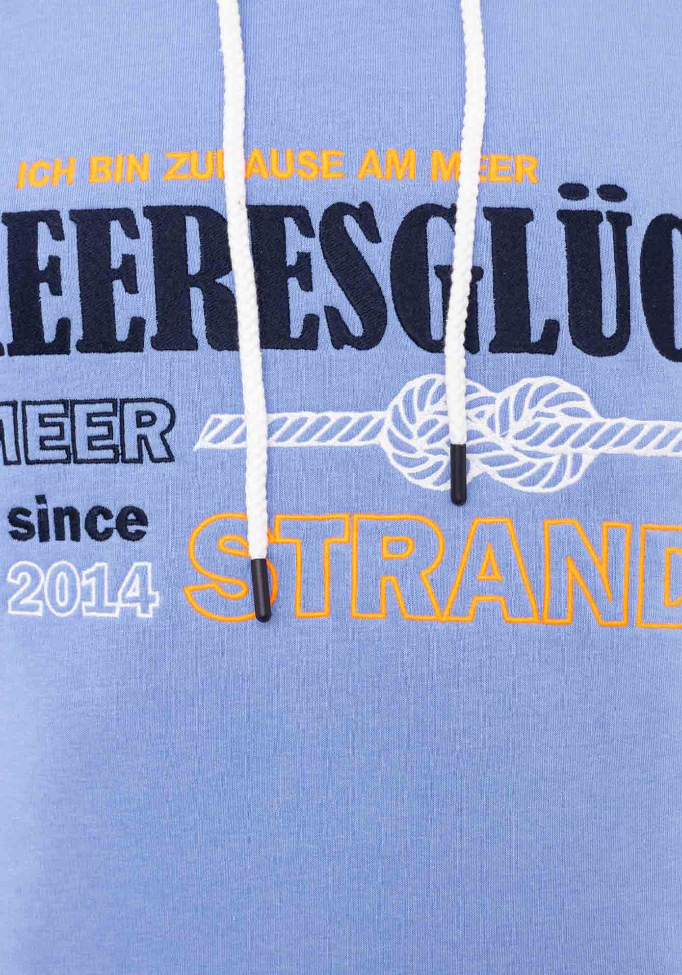 Zwillingsherz Hoodie Zee geluk met geborduurd detail op de mouw en capuchon