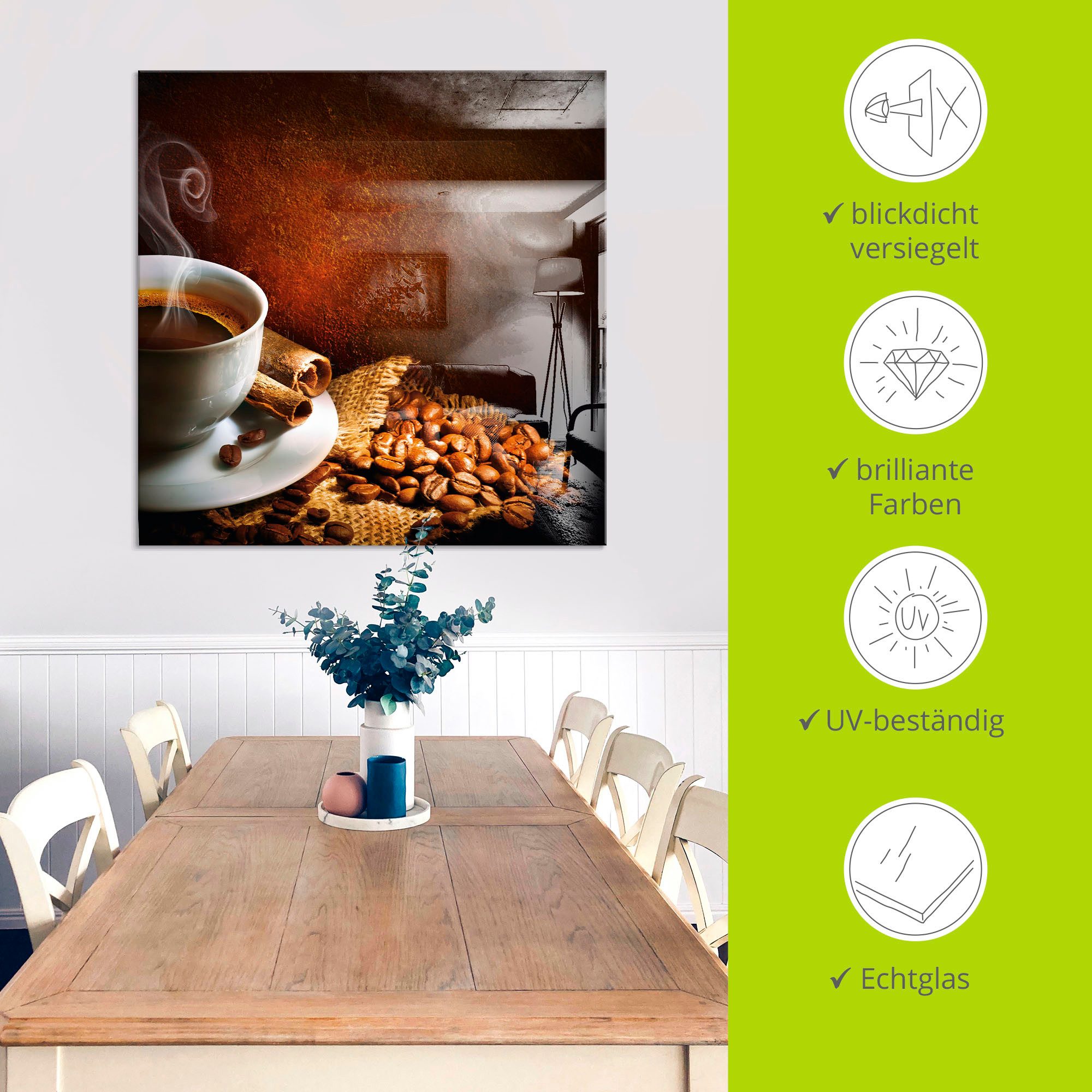 Artland Print op glas Koffie in verschillende maten