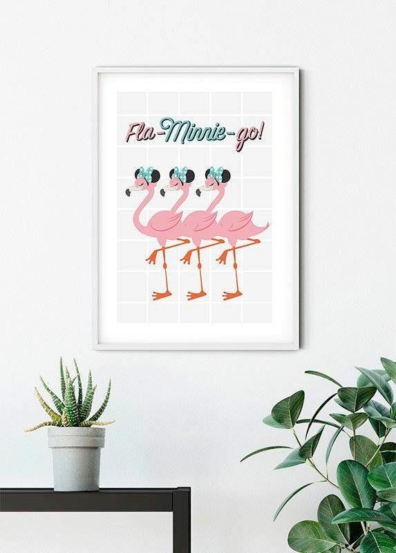 Komar Wanddecoratie Minnie Mouse Fla-Minnie-go Wanddecoratie voor de kinderkamer - zonder lijst (1 stuk)