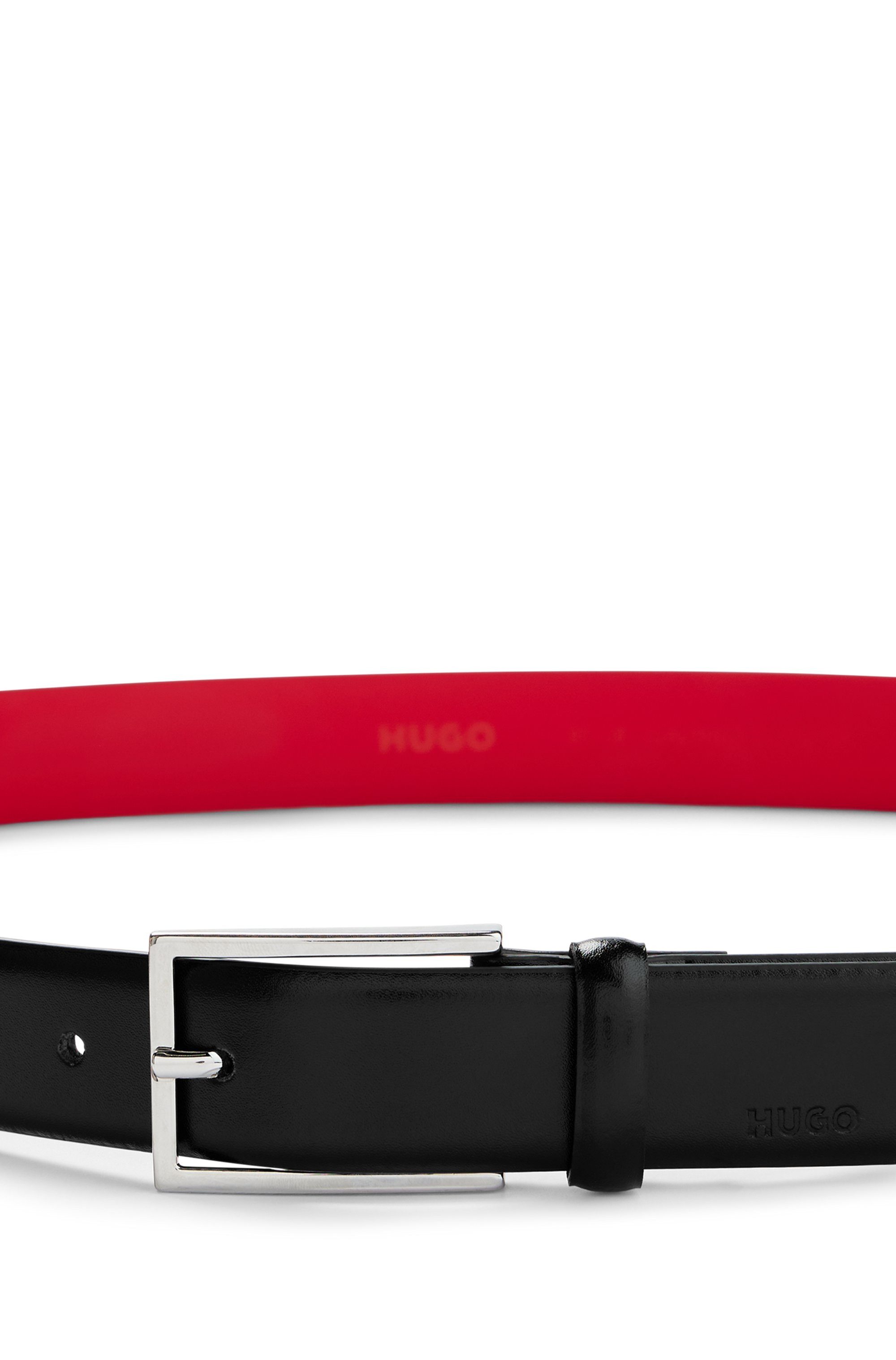 HUGO Leren riem Gavrilo met subtiele sluiting en rode details