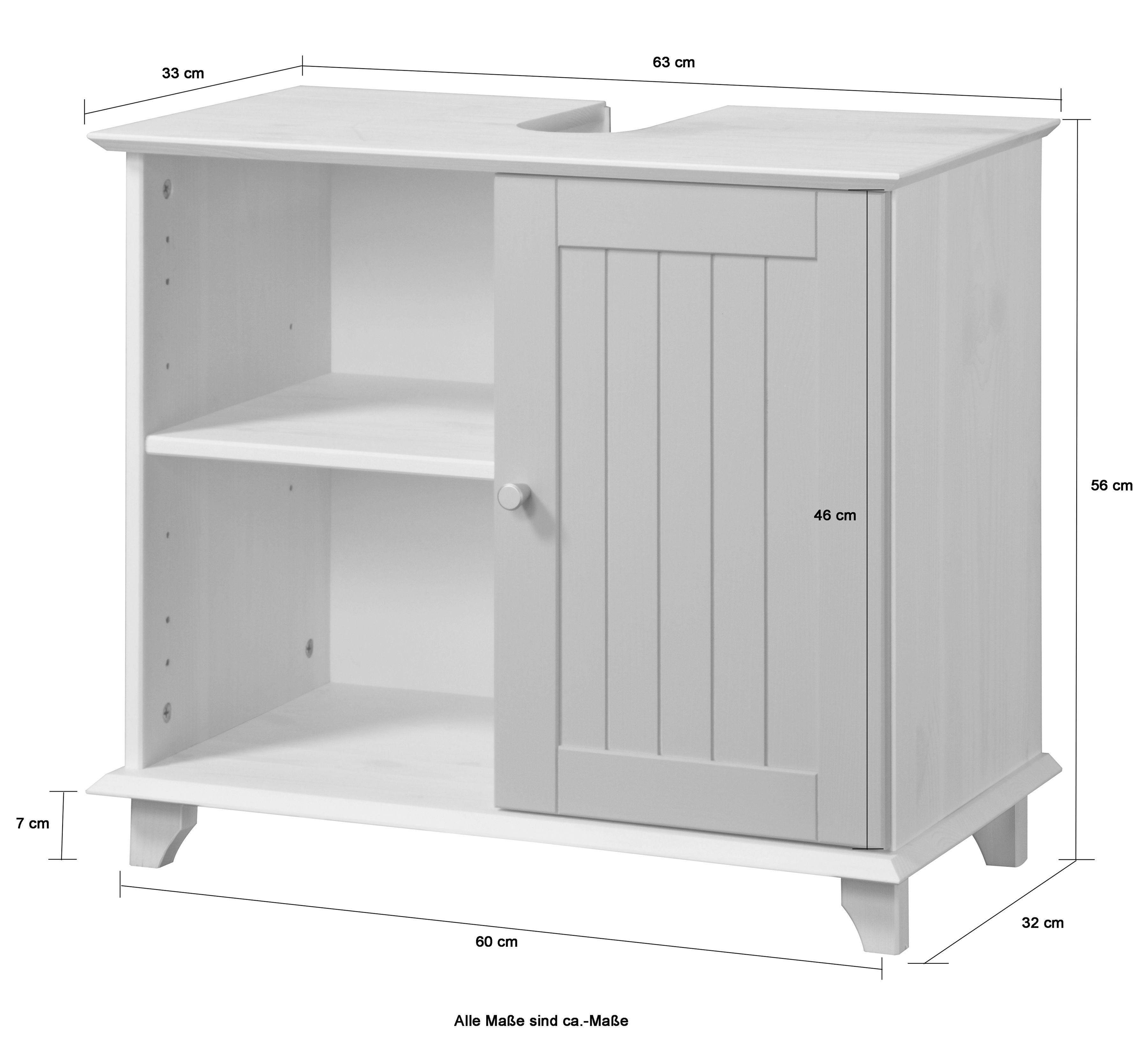 welltime Wastafelonderkast Venezia rustiek Badkamermeubel van massief hout, breedte 63 cm (zonder opbergboxen)
