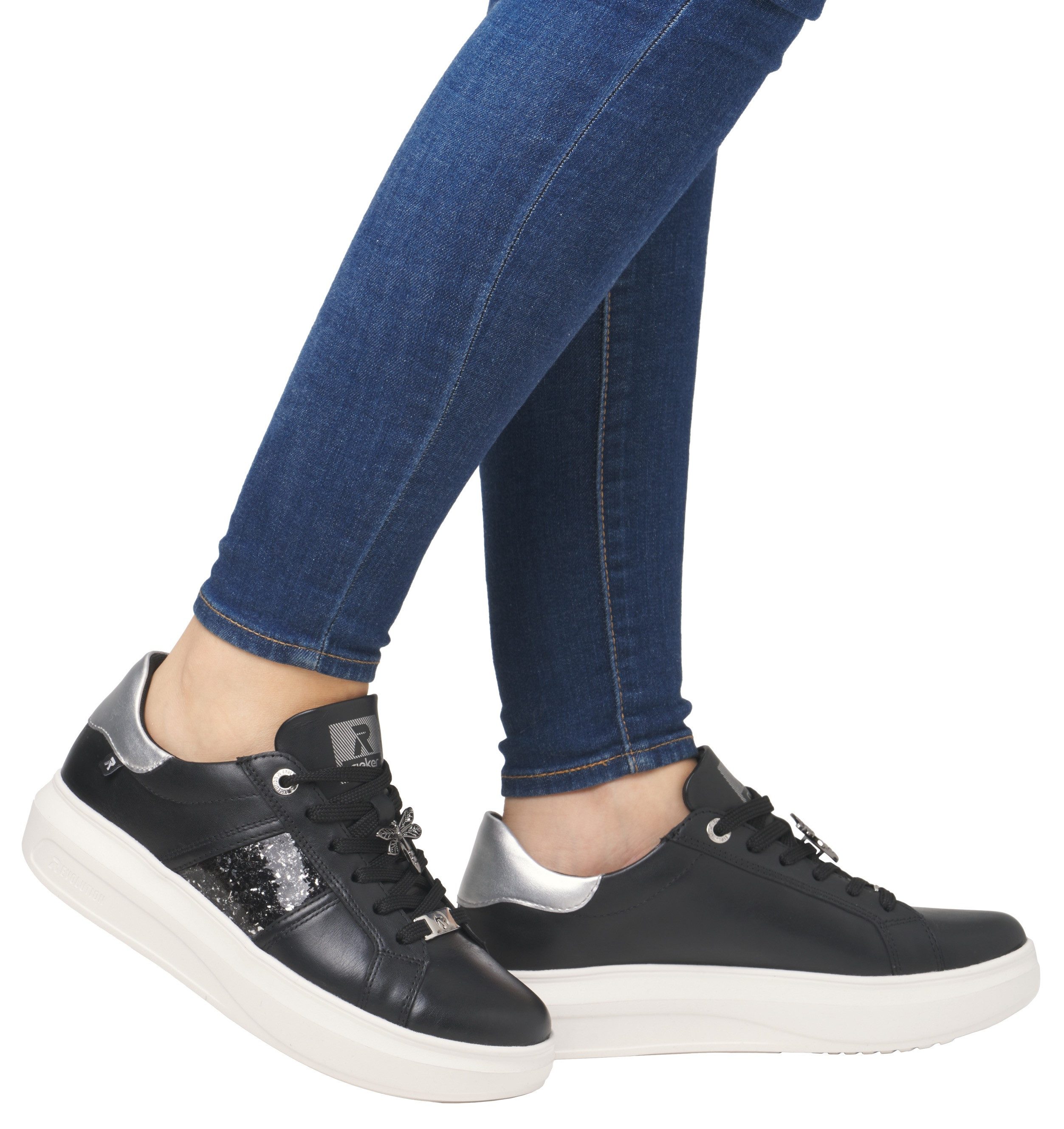 Rieker EVOLUTION Plateausneakers vrijetijdsschoen, lage schoen, veterschoen met contrast bies