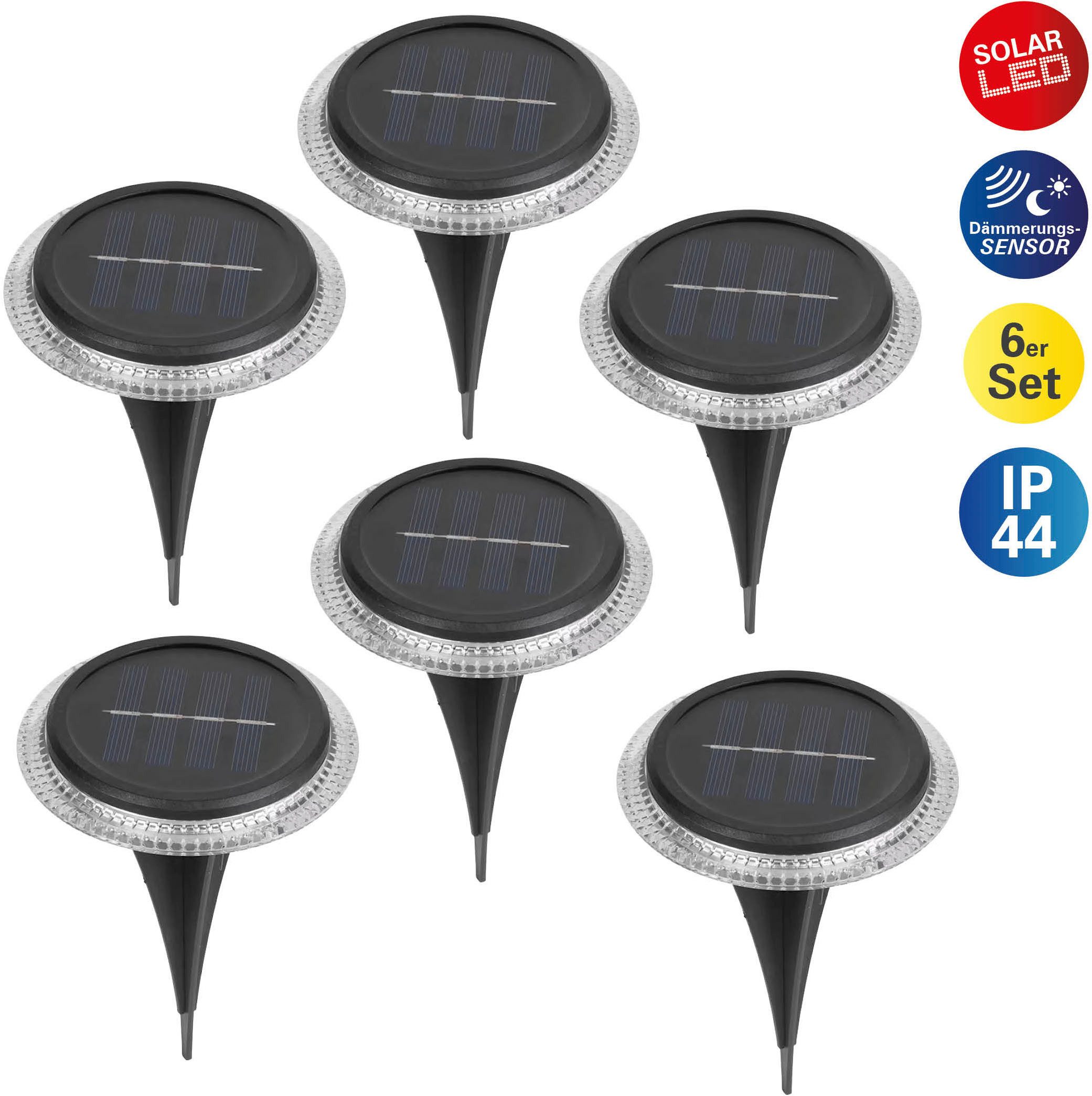 näve Led-solarlamp 6-delige set solar grond-priklampen (1 stuk) tuinlampen zwart