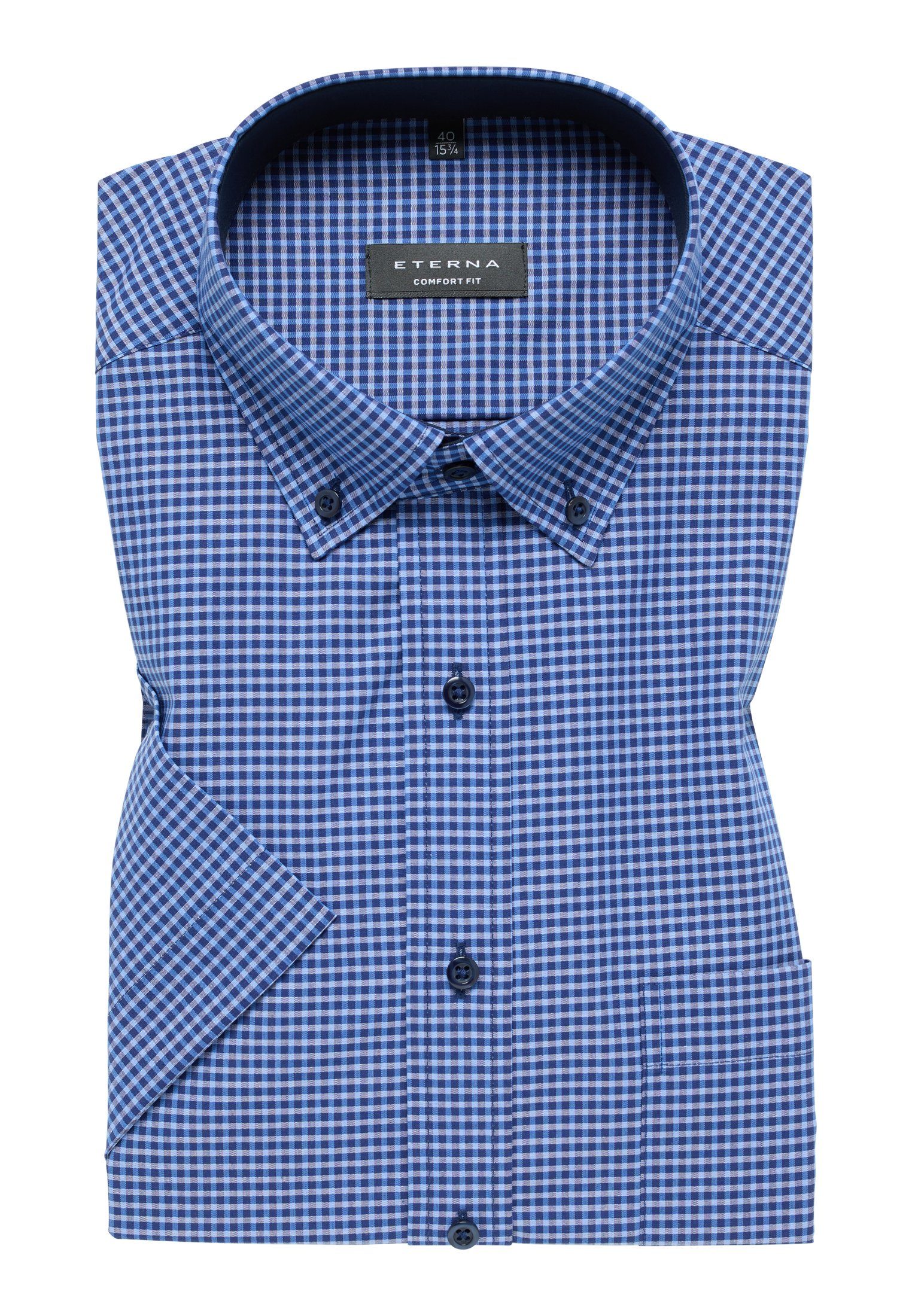 Eterna Overhemd met korte mouwen Comfort fit NON IRON (strijkvrij)
