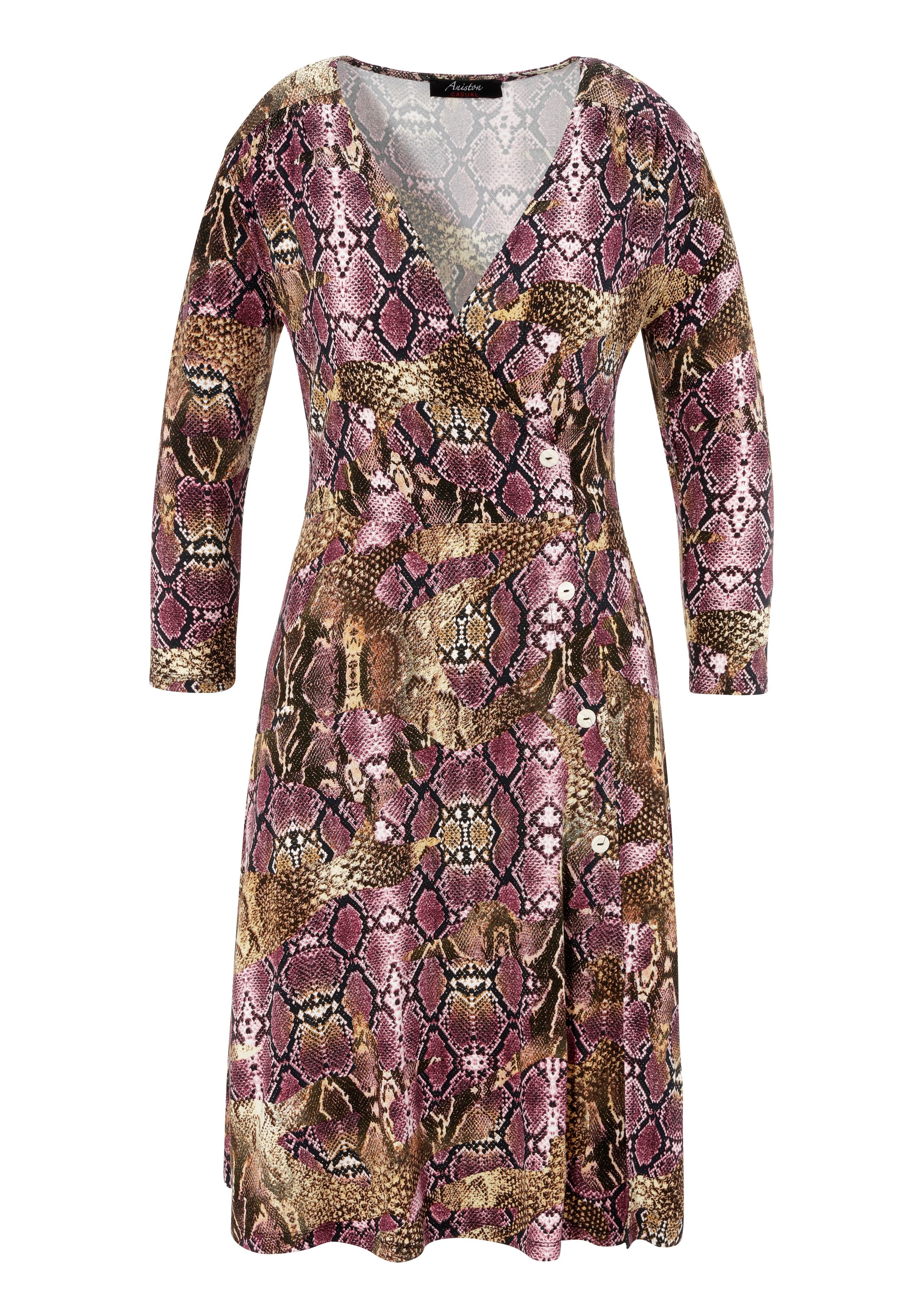 Aniston CASUAL Jerseyjurk met extravagante kleurrijke slang-print