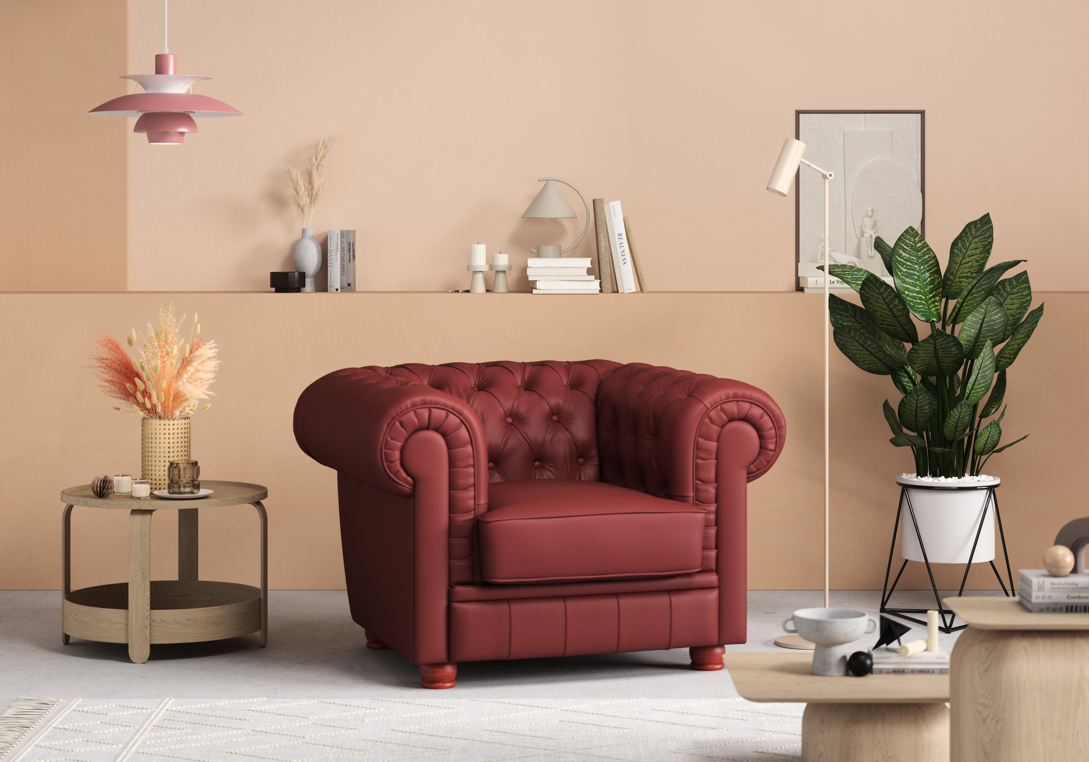 Max Winzer® Chesterfield-fauteuil KENT Fauteuil met elegante knoopafwerking, comfortabele armleuning