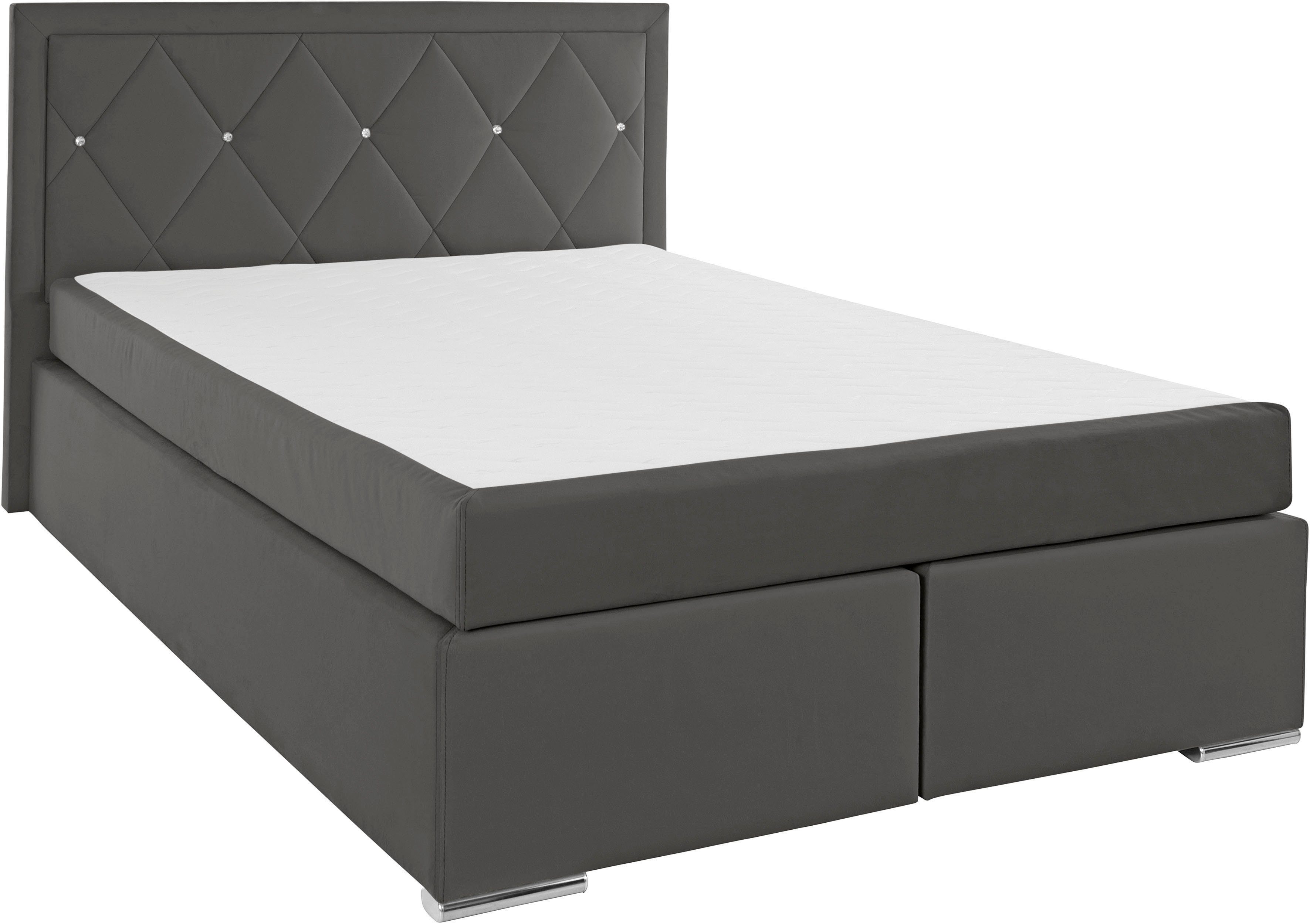 Leonique Boxspring Alfie, bestseller, optioneel met bedlade met strassteentjes in het hoofdbord, h2, h3 en h4 ter keuze