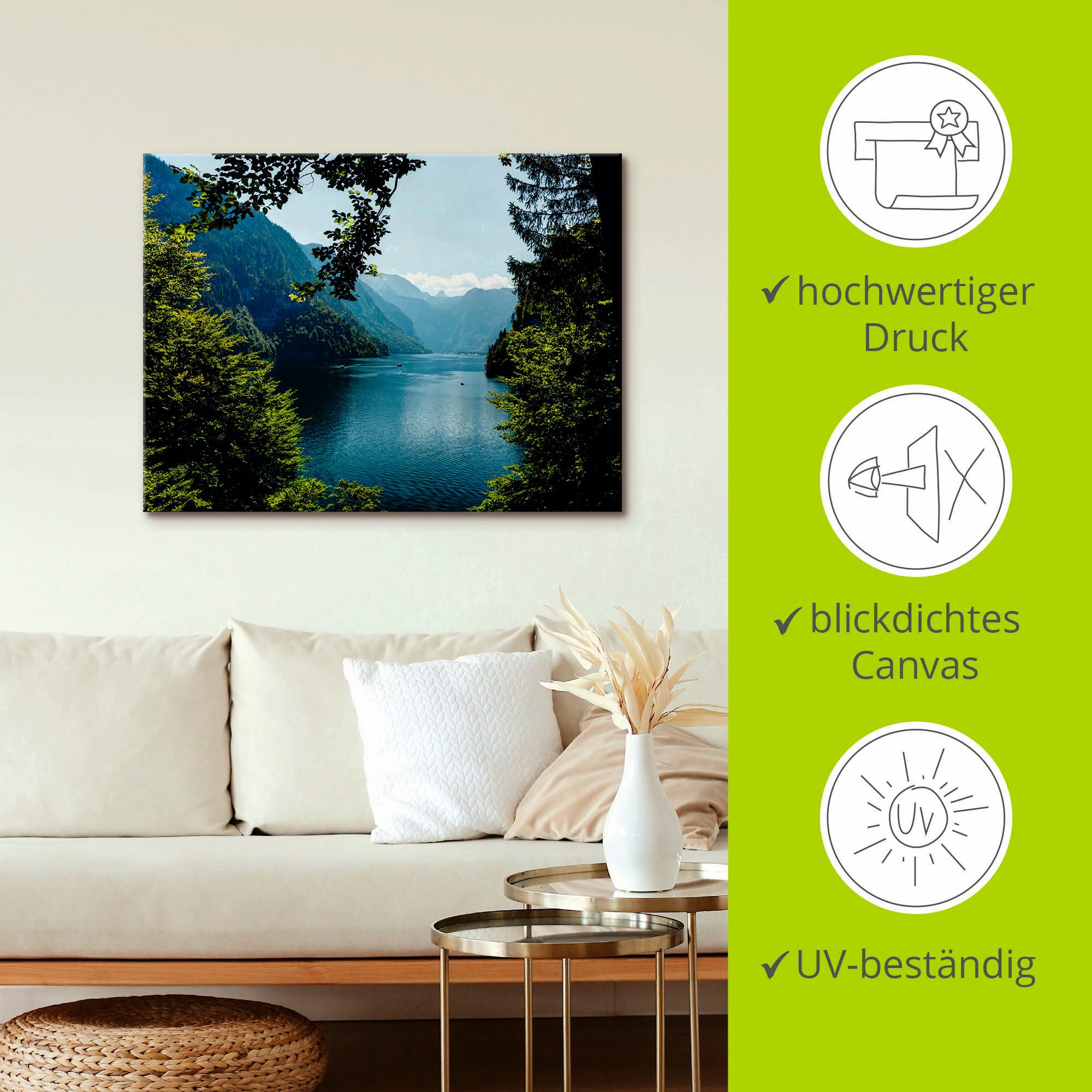 Artland Artprint Schildershoek Königssee- Alpen als artprint op linnen, poster, muursticker in verschillende maten