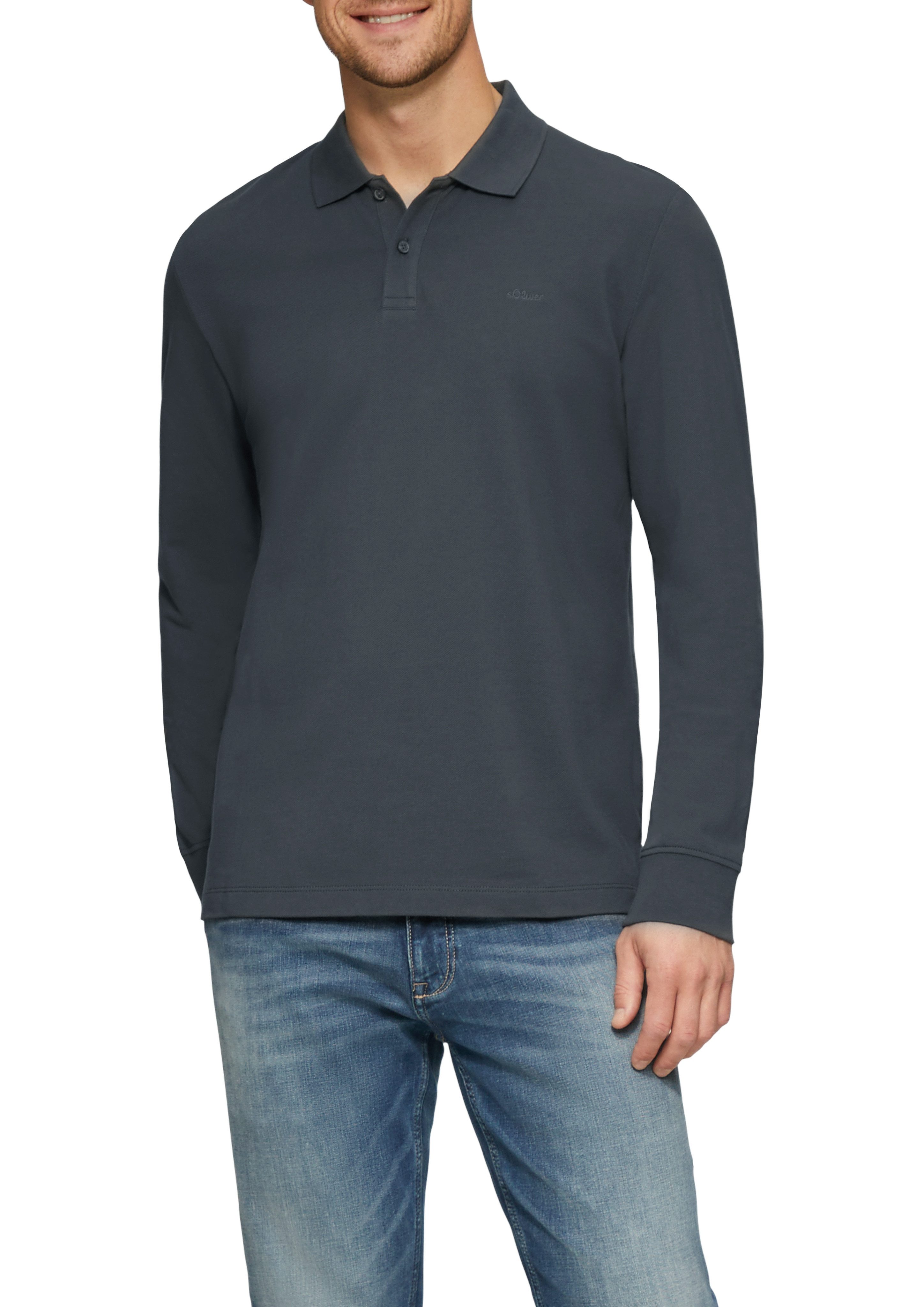 S.Oliver Poloshirt met lange mouwen met geborduurd logo