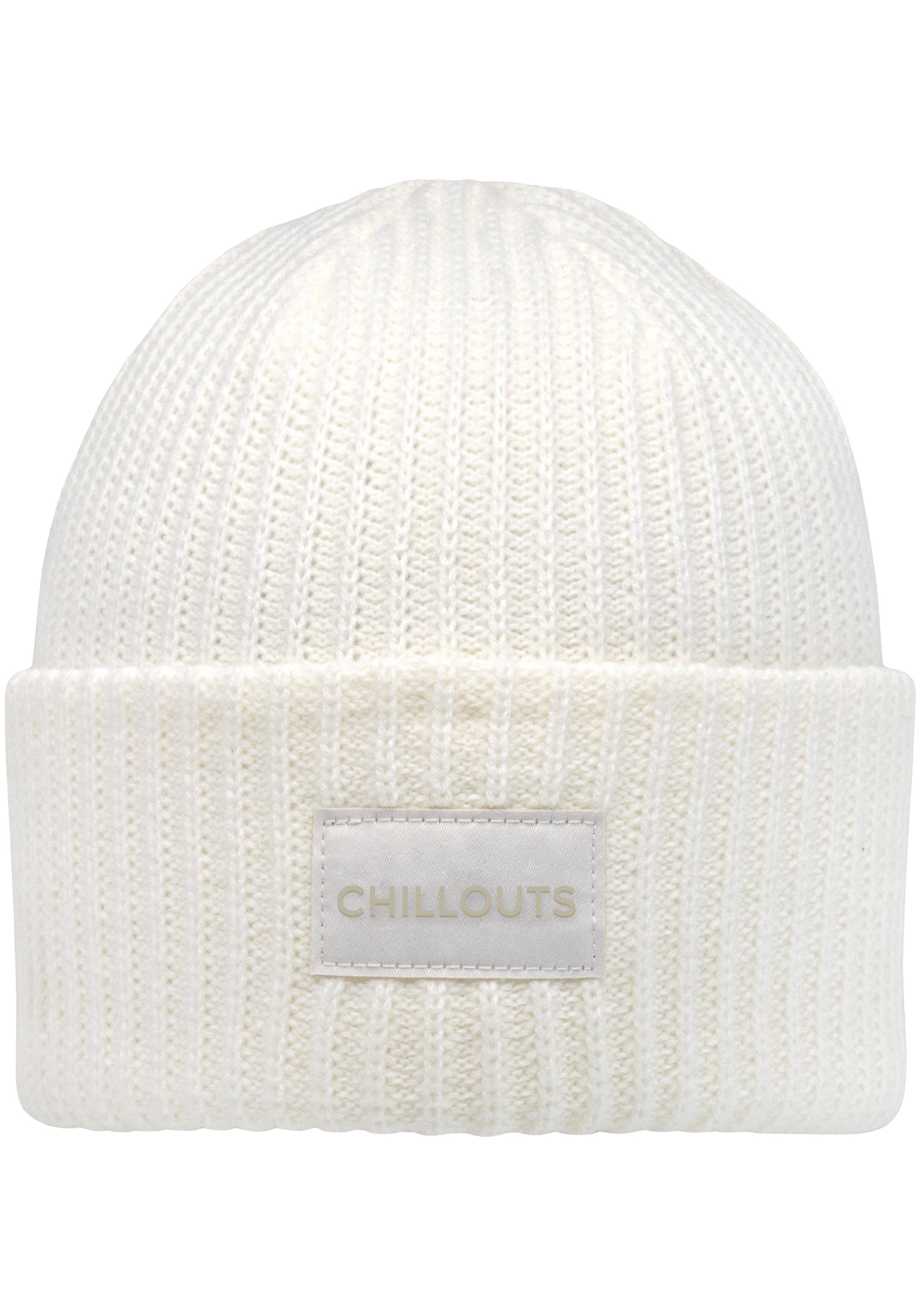 chillouts Gebreide muts Kara Hat Klassieke ribbrei unisex mutsen wit
