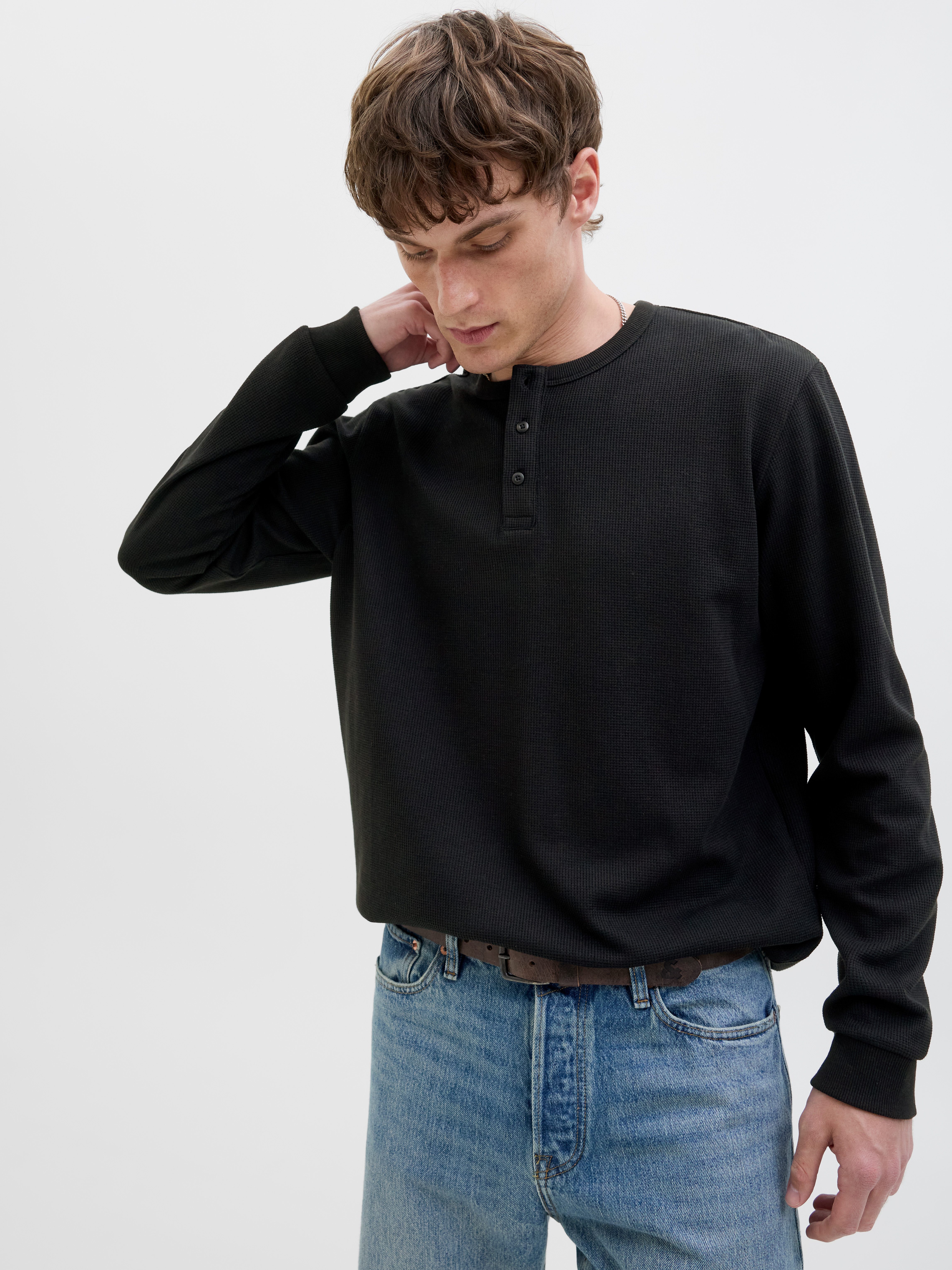 Jack & Jones Shirt met lange mouwen JJEDOVER HENLEY LS TEE NOOS