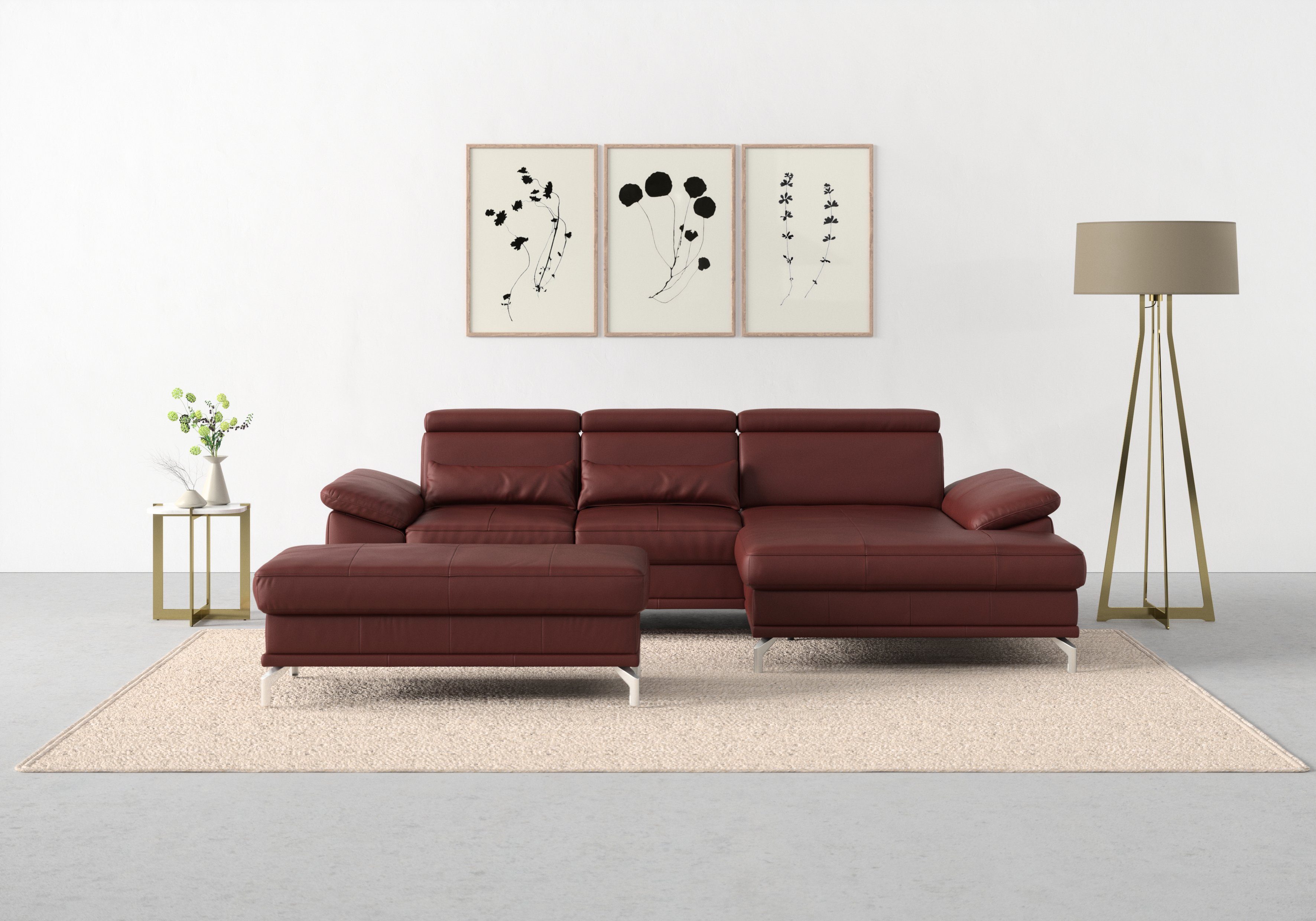 sit&more Hoekbank Cabrio L-vorm, met zitdiepteverstelling, arm- en hoofdsteunverstelling