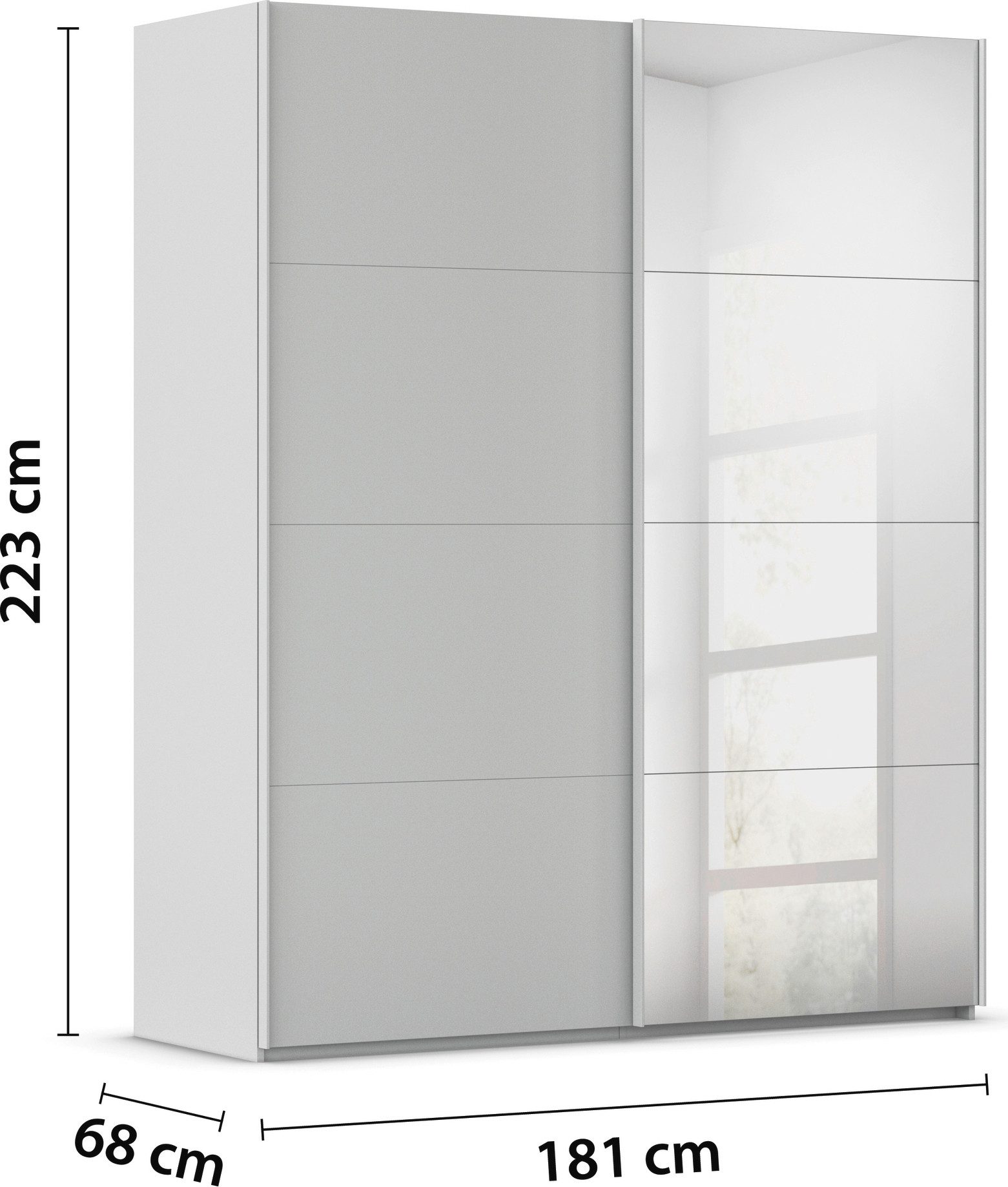 rauch Schuifdeurkast Kledingkast Kast Garderobe Slaapkamerkast SCALE-FYRA edel vierdelige deuren met spiegel en veel kleuren made in germany