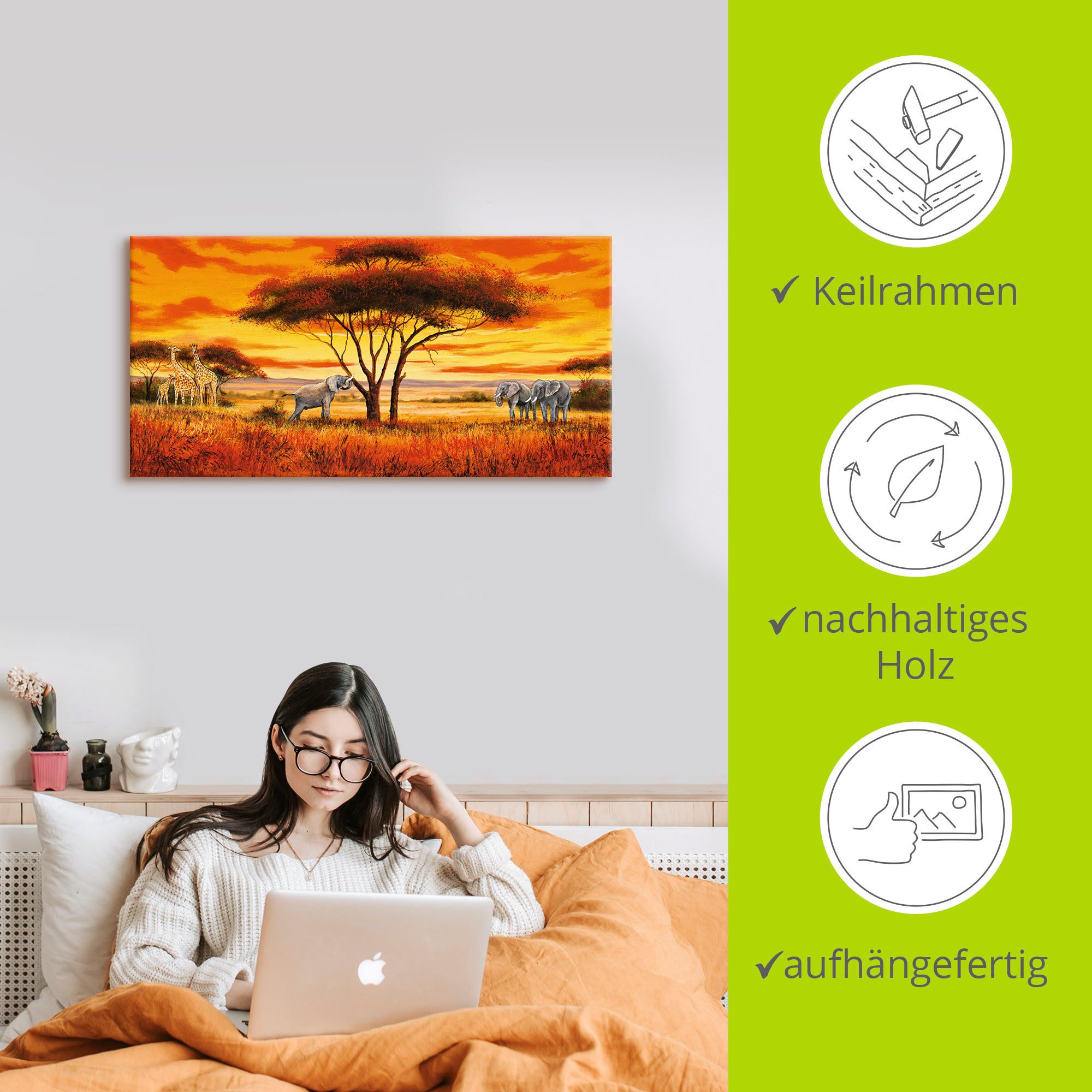 Artland Artprint Afrikaans landschap II als artprint van aluminium, artprint op linnen, muursticker, verschillende maten