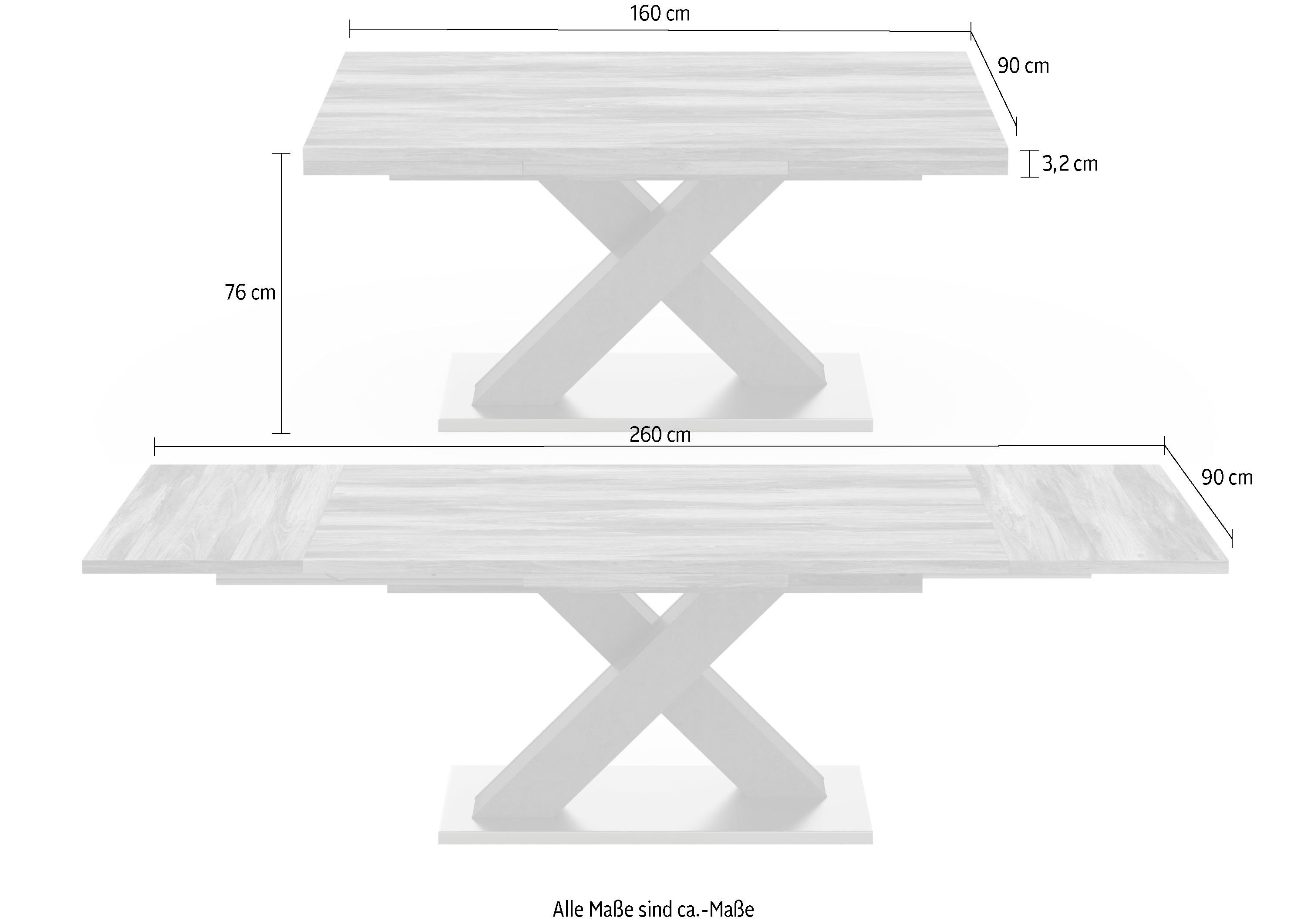 Mäusbacher Eettafel Comfort tafel TOPSELLER! Mäusbacher eettafel met X-frame en voetplaat. Breedte 160-260