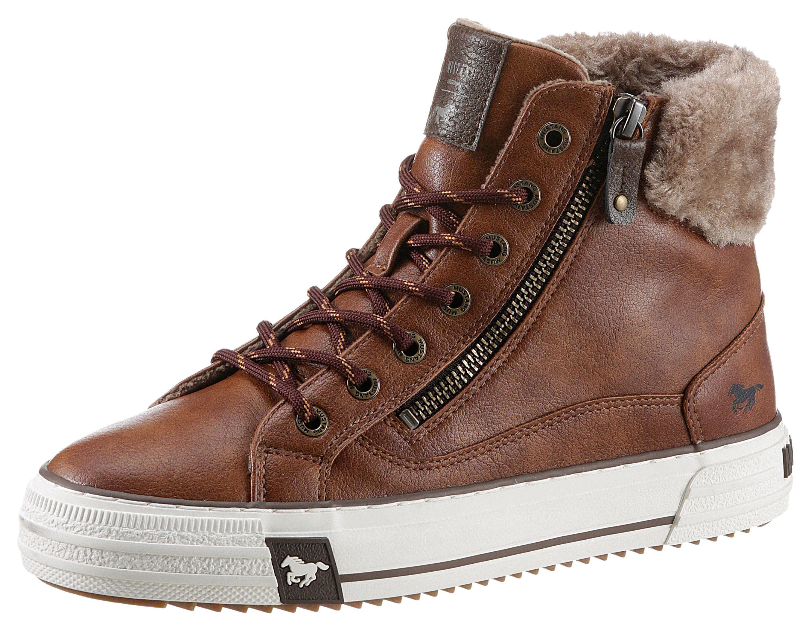 Mustang Shoes Hoge veterschoenen met ritssluiting aan de buitenkant dames veterlaarsjes maat 37 EU bruin