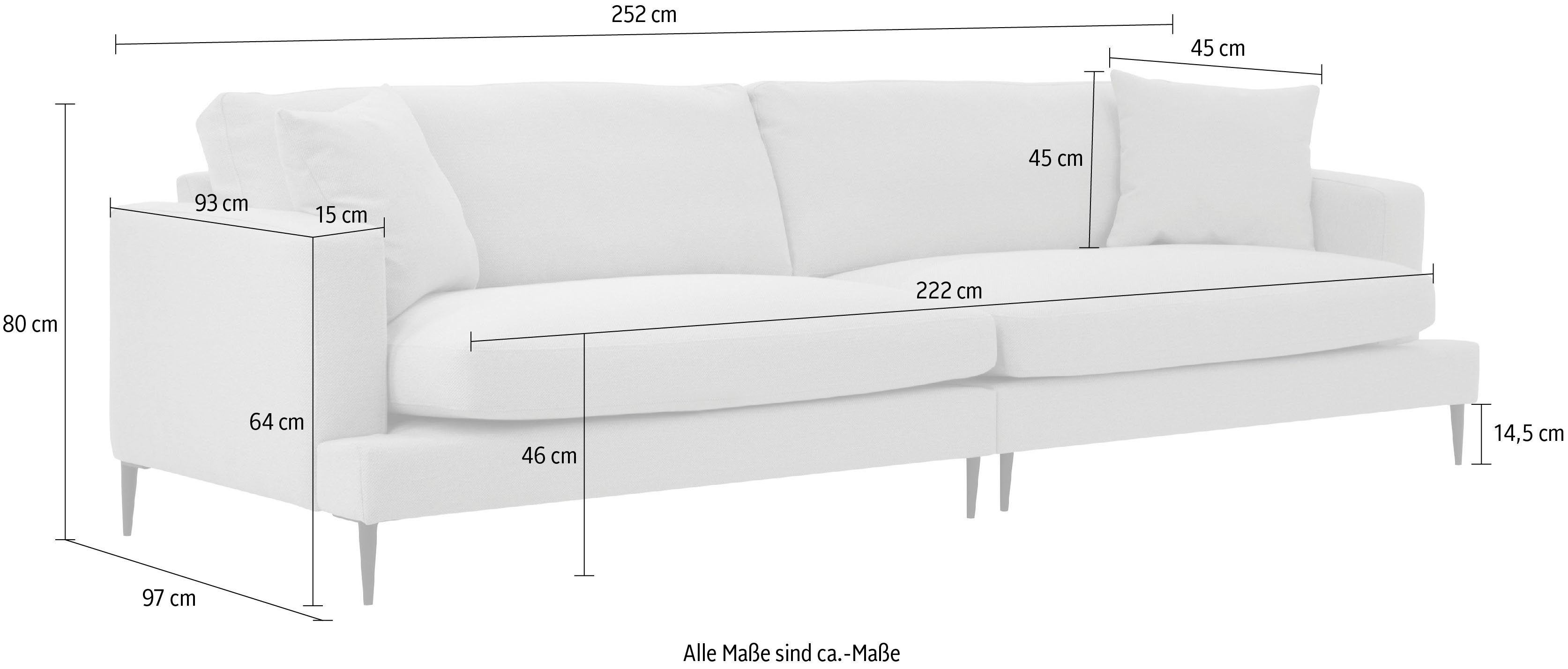 Leonique Megabank Cozy elegante designbank, afmetingen B/D/H: 252/97/80 cm