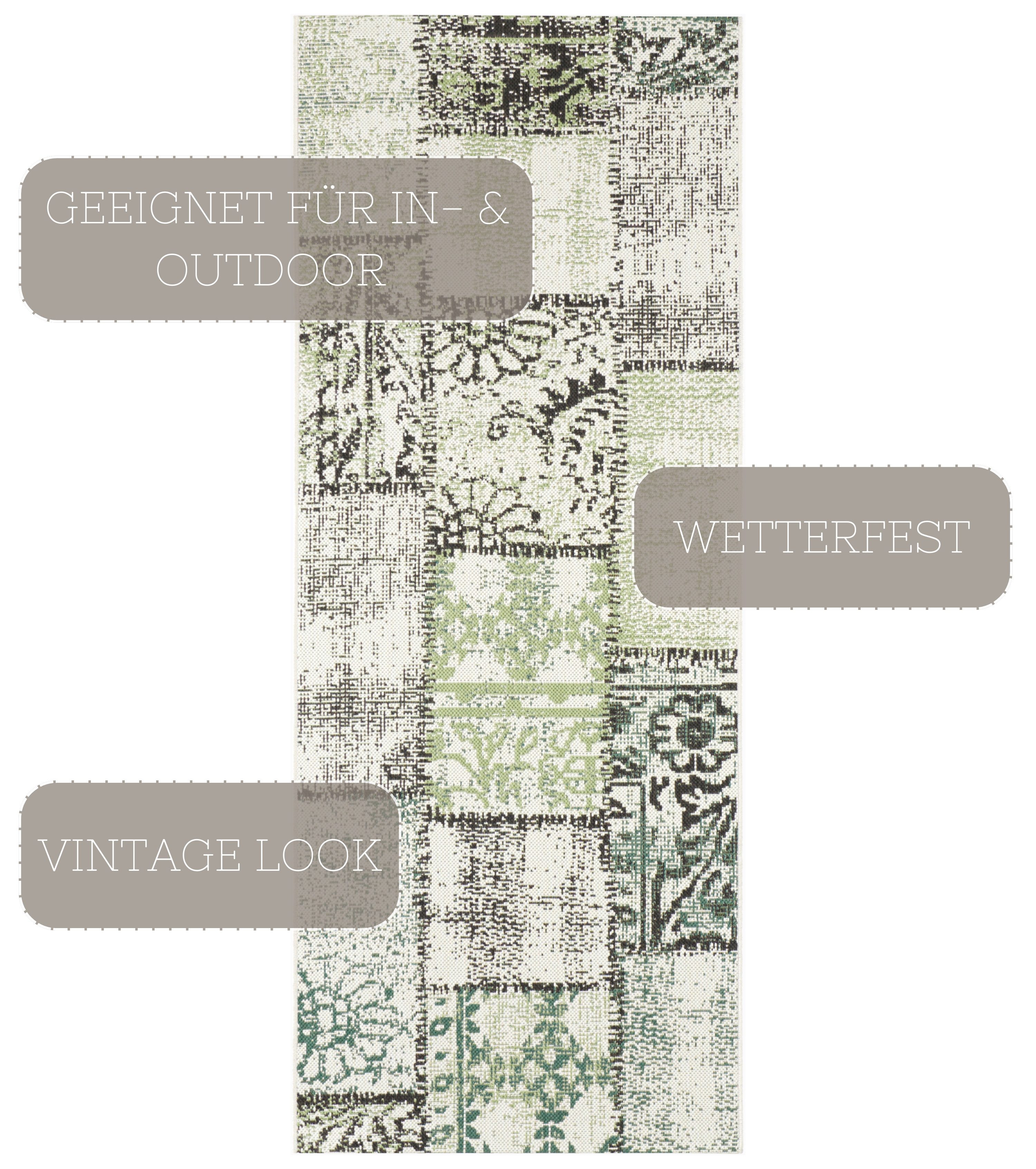 NORTHRUGS Vloerkleed Symi Binnen- en buitengebruik, kortpolig, loper, vintage, woonkamer, buitenruimte