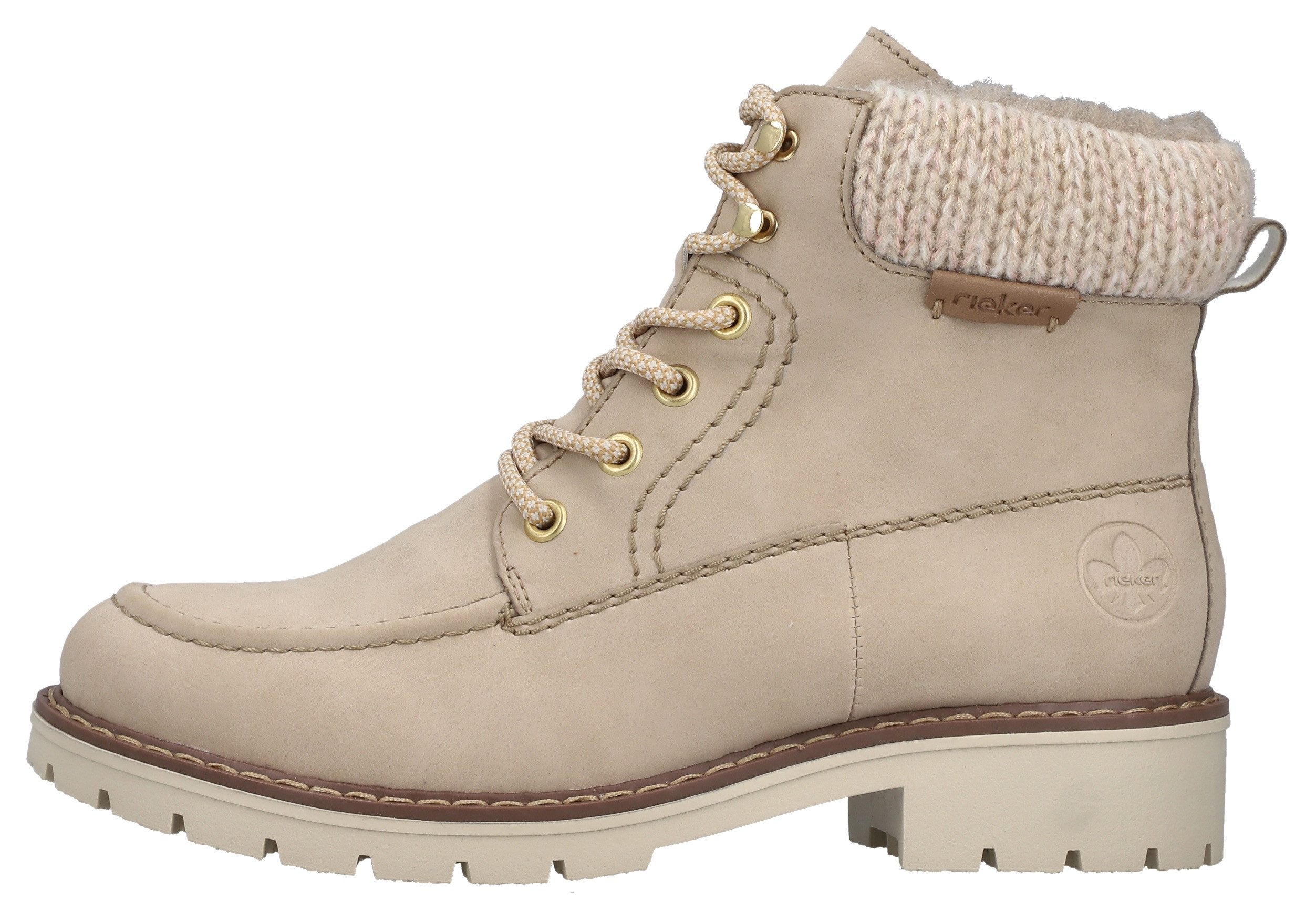 Rieker Winterlaarsjes , veterschoenen, winterlaarzen, blokhak, met binnenrits