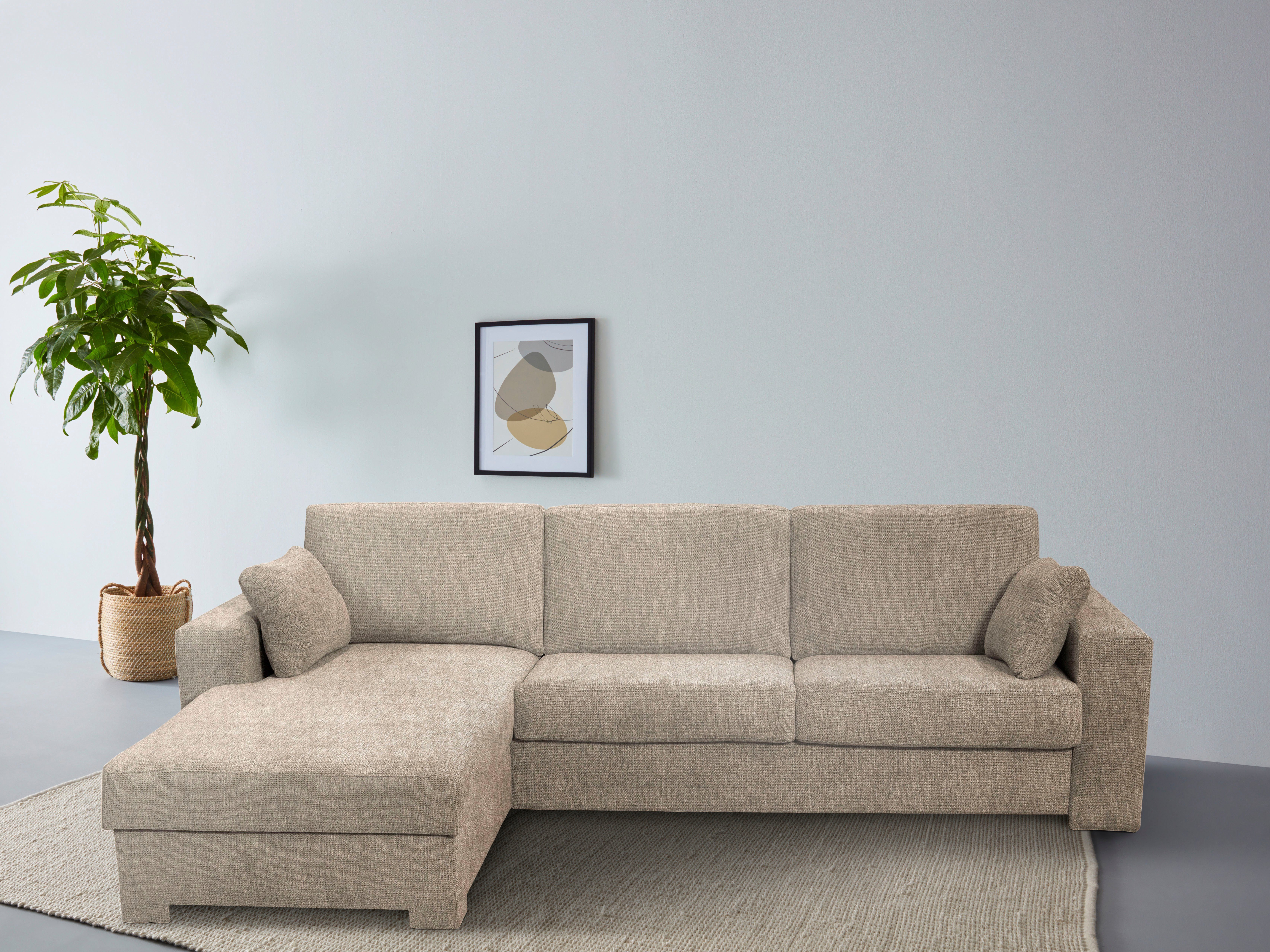 Home affaire Hoekbank Roma "L" slaapfunctie, met ondervering Matras hoogte 14 cm, ligmaat ca 163x198 cm, L-vorm bruin, hoekbanken, Récamier links