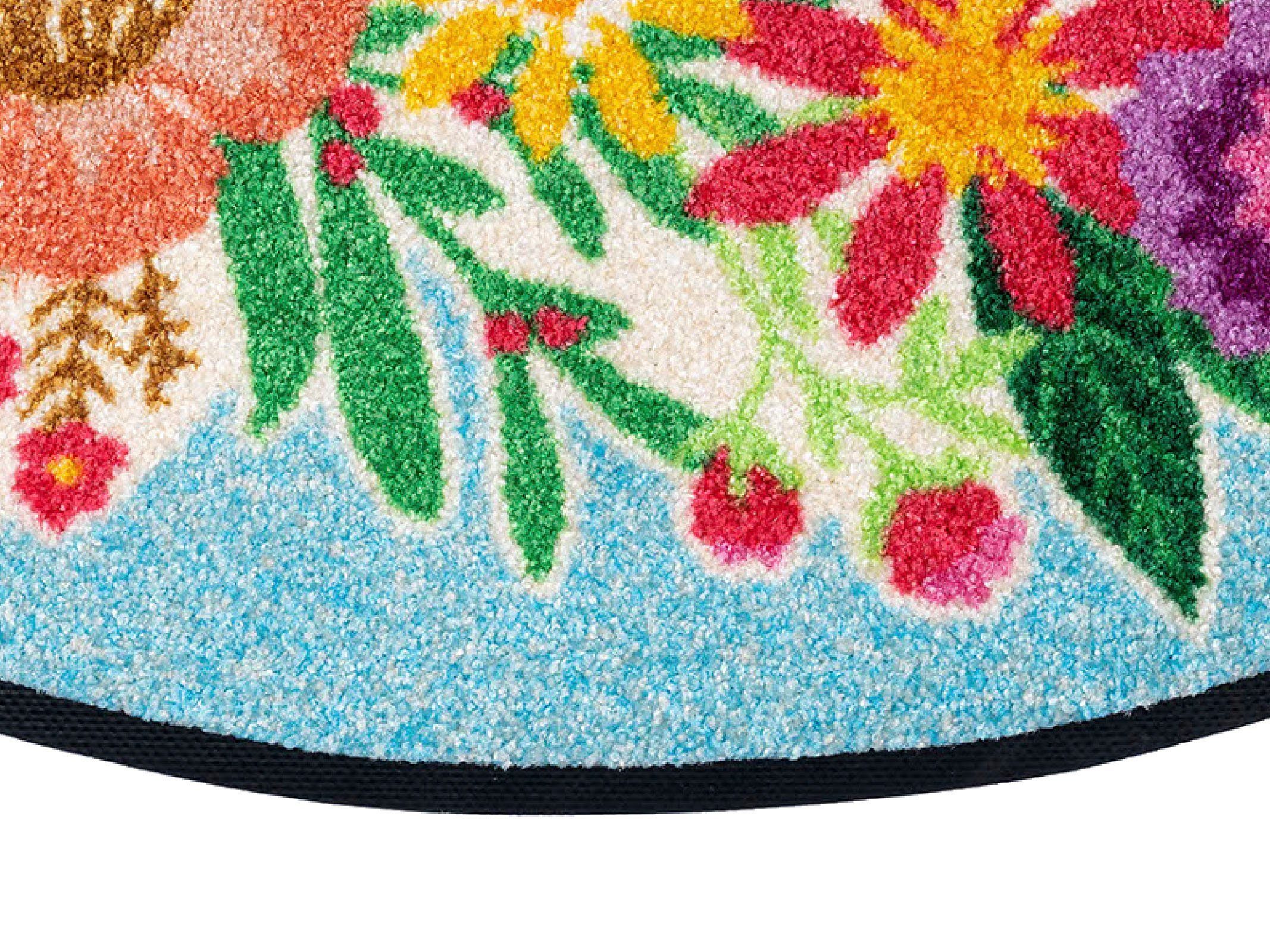 wash+dry by Kleen-Tex Mat Round Welcome Blooming Inloopmat, motief bloemen, met tekst, antislip, wasbaar