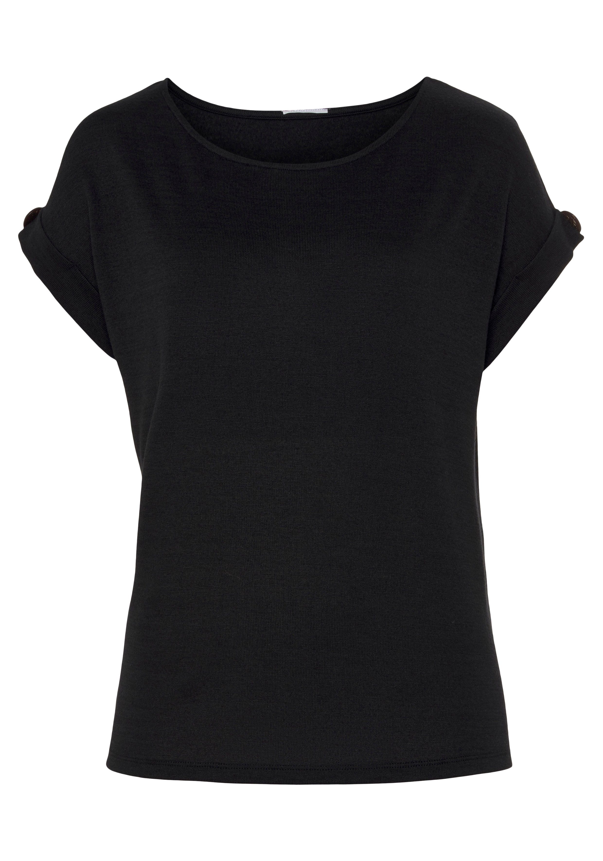 Lascana Shirt met korte mouwen Met knoopdetail aan de mouwafsluiting (set, 1-delig)