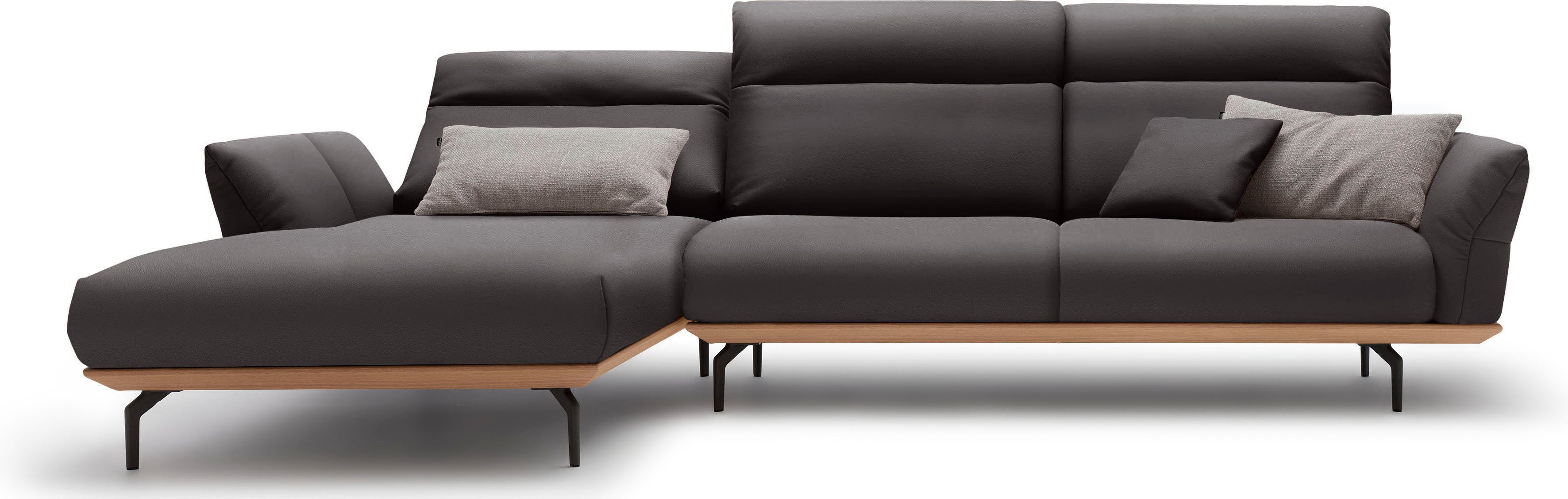 OTTO Creation BY ROLF BENZ Hoekbank Hs.460 Sokkel in eiken, onderstel in umbra grijs, breedte 318 cm bruin, hoekbanken, Recamiere links